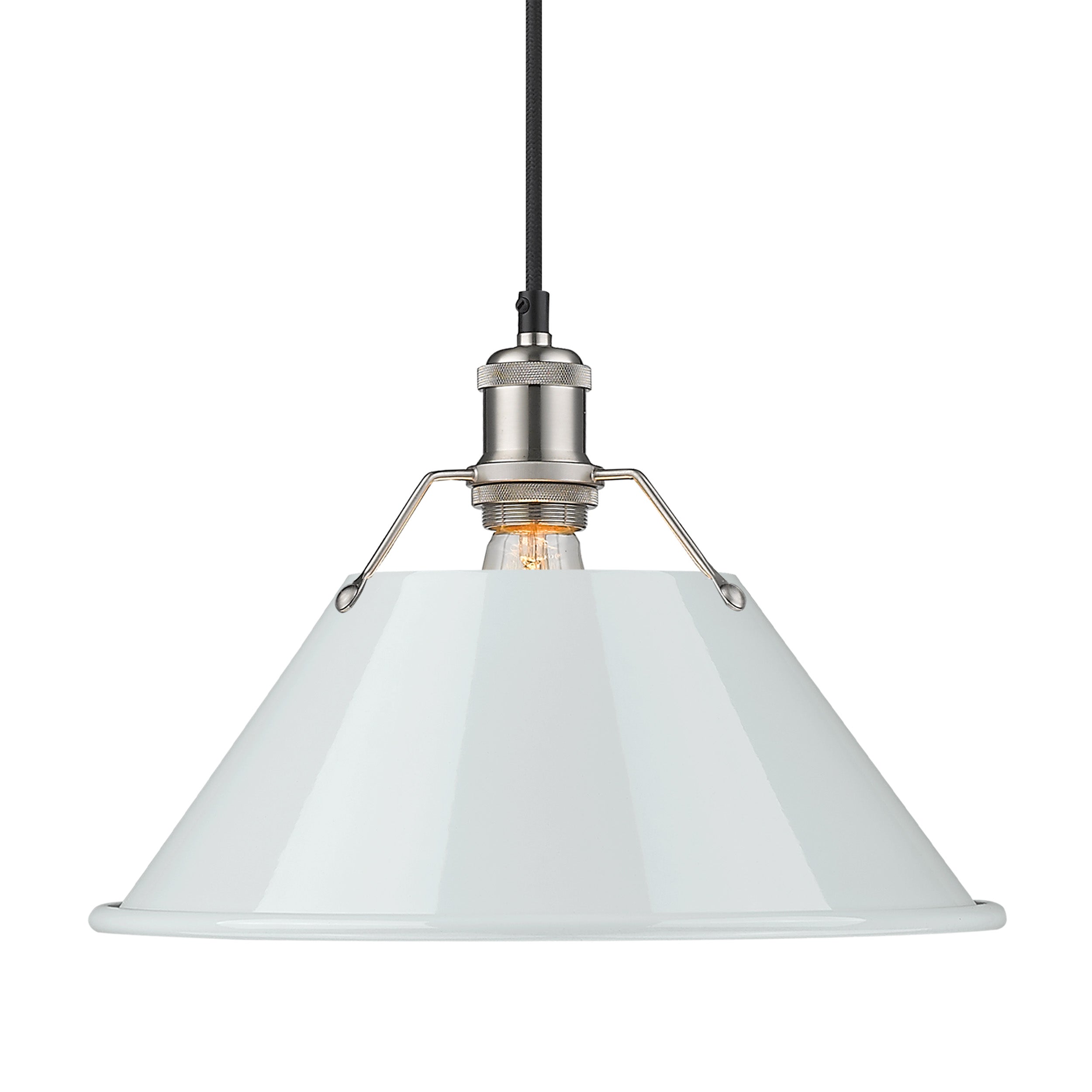 Yep by Golden Lighting Orwell 1-light 14in Pendant in Pewter and Dusky Blue shade - - Golden Lighting