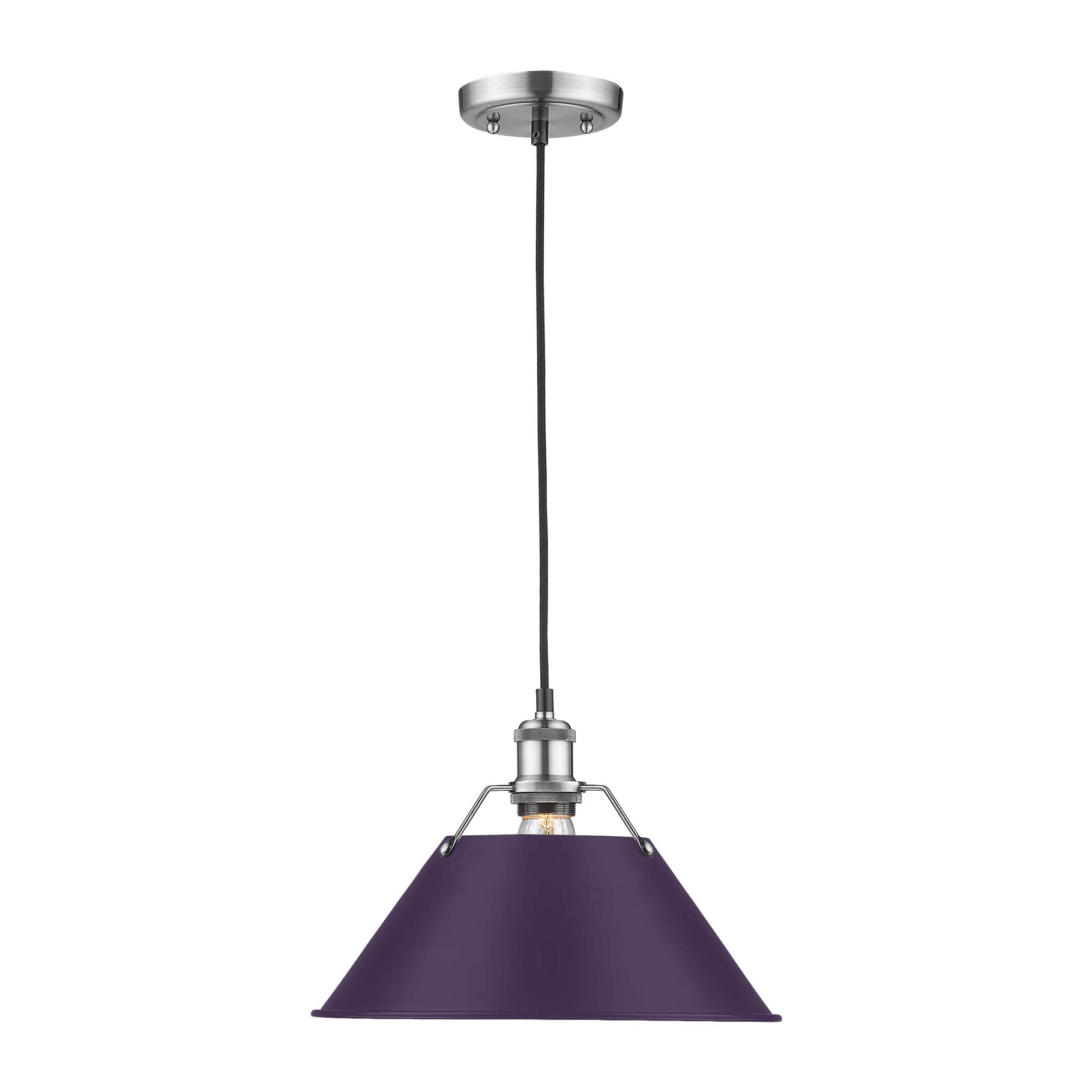 Yep by Golden Lighting Orwell 1-light 14in Pendant in Pewter and Exotic Purple shade