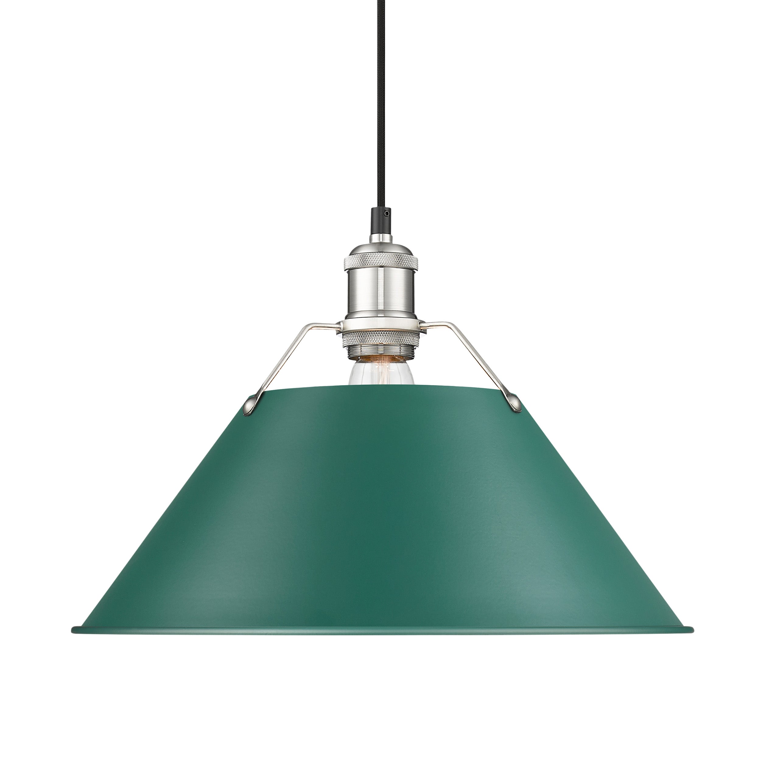 Yep by Golden Lighting Orwell 1-light 14in Pendant in Pewter and Pine Green shade - - Golden Lighting