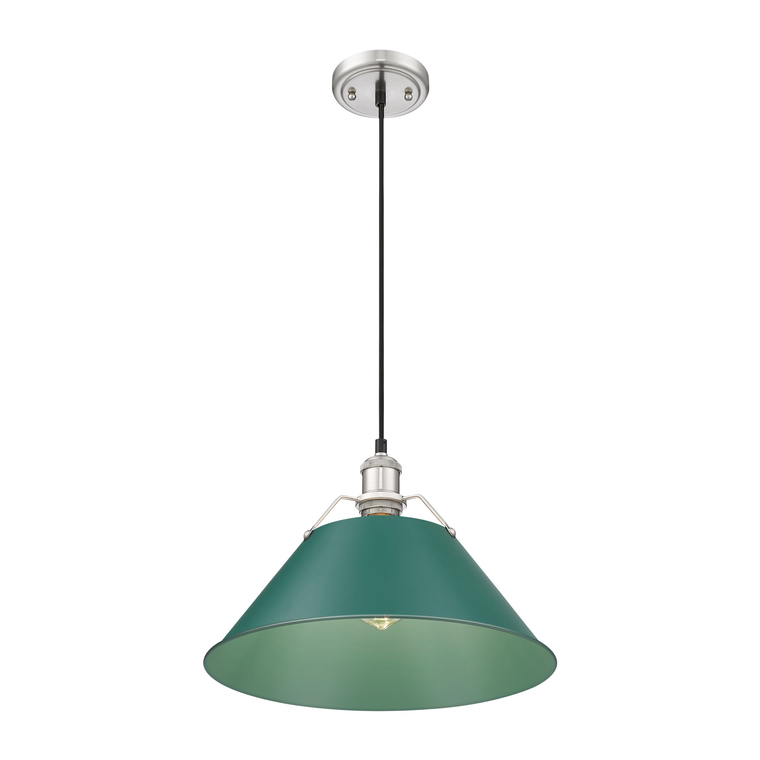Yep by Golden Lighting Orwell 1-light 14in Pendant in Pewter and Pine Green shade - Default Title - Golden Lighting