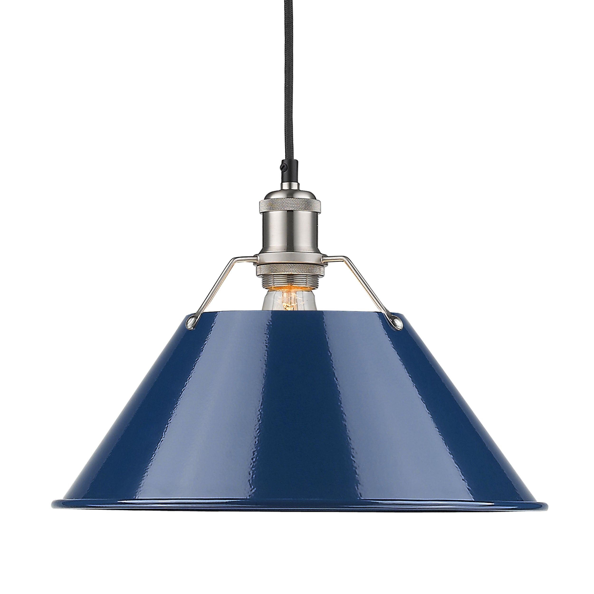 Yep by Golden Lighting Orwell 1-light 14in Pendant in Pewter and Navy Blue shade - - Golden Lighting