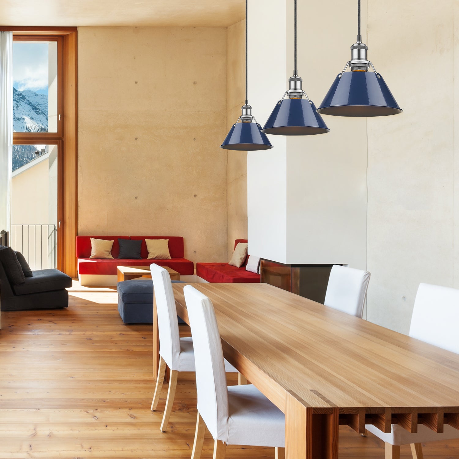 Yep by Golden Lighting Orwell 1-light 14in Pendant in Pewter and Navy Blue shade - Default Title - Golden Lighting