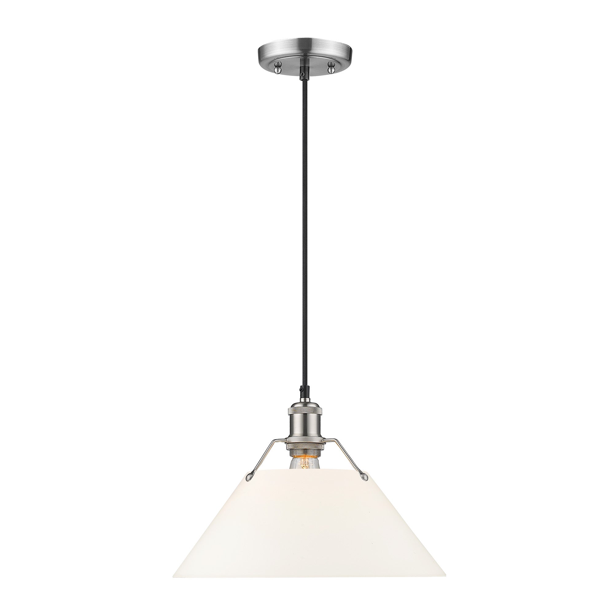 Yep by Golden Lighting Orwell 1-light 14in Pendant in Pewter and Opal Glass - - Golden Lighting
