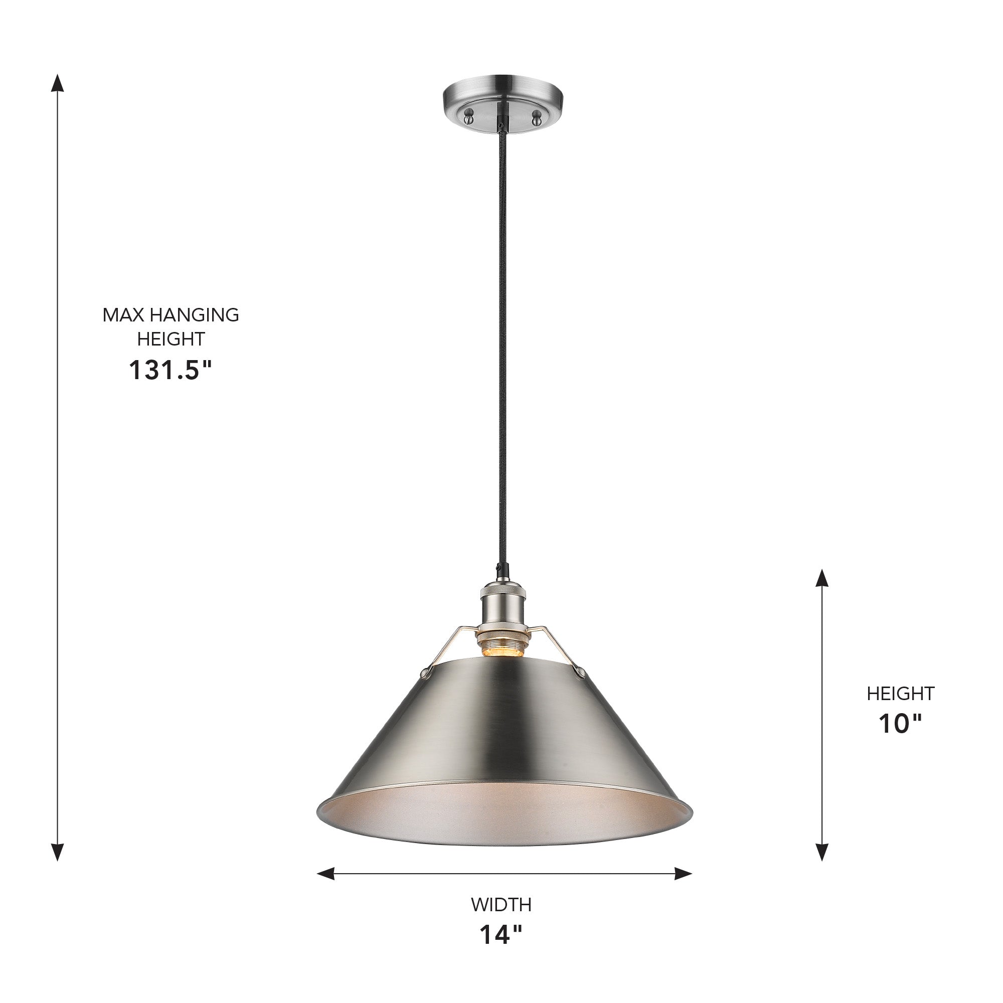 Yep by Golden Lighting Orwell 1-light 14in Pendant in Pewter