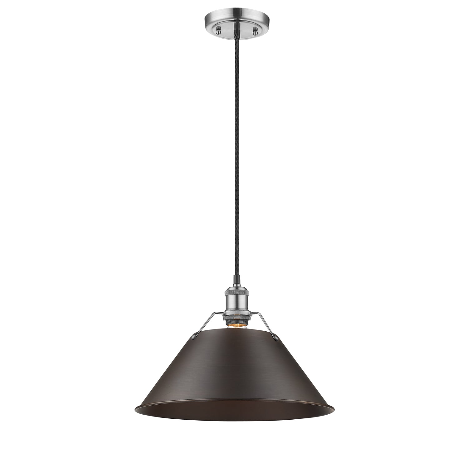 Yep by Golden Lighting Orwell 1-light 14in Pendant in Pewter and Rubbed Bronze shade - Default Title - Golden Lighting