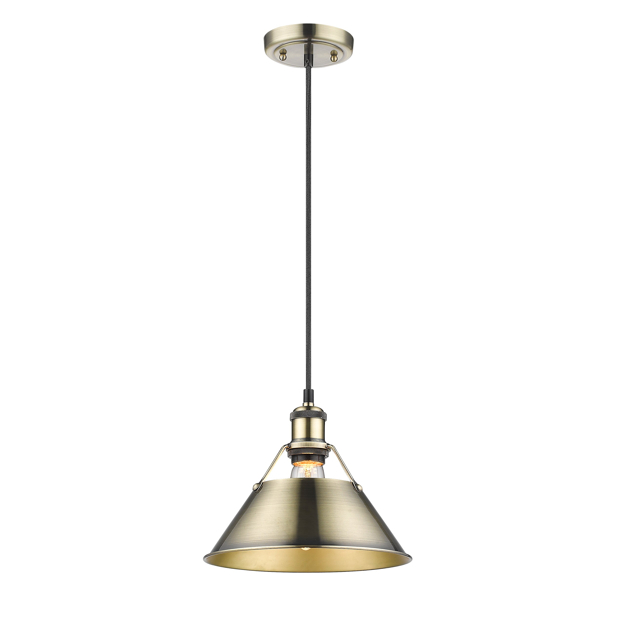 Yep by Golden Lighting Orwell 1-light 10in Pendant in Aged Brass - - Golden Lighting
