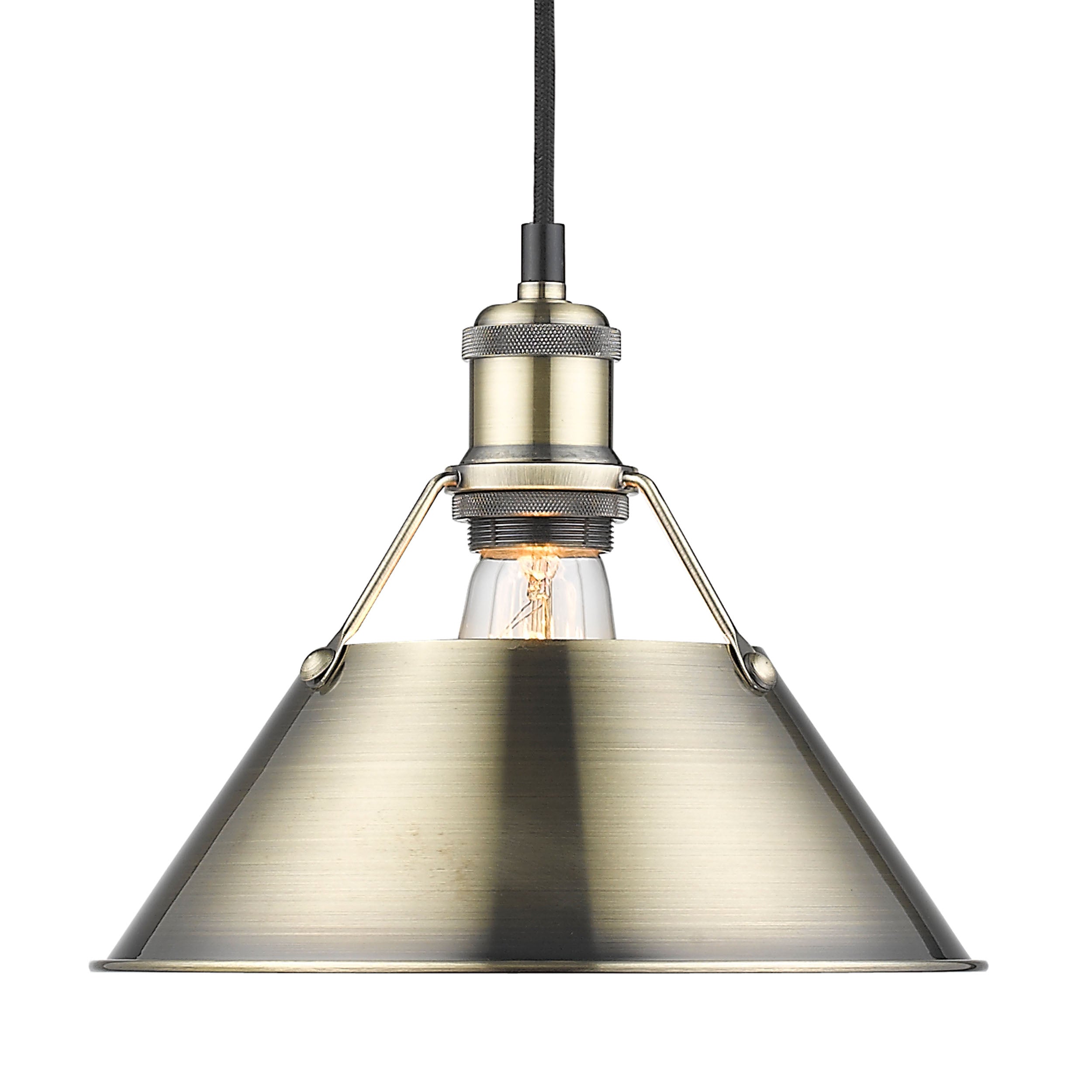 Yep by Golden Lighting Orwell 1-light 14in Pendant in Aged Brass - - Golden Lighting