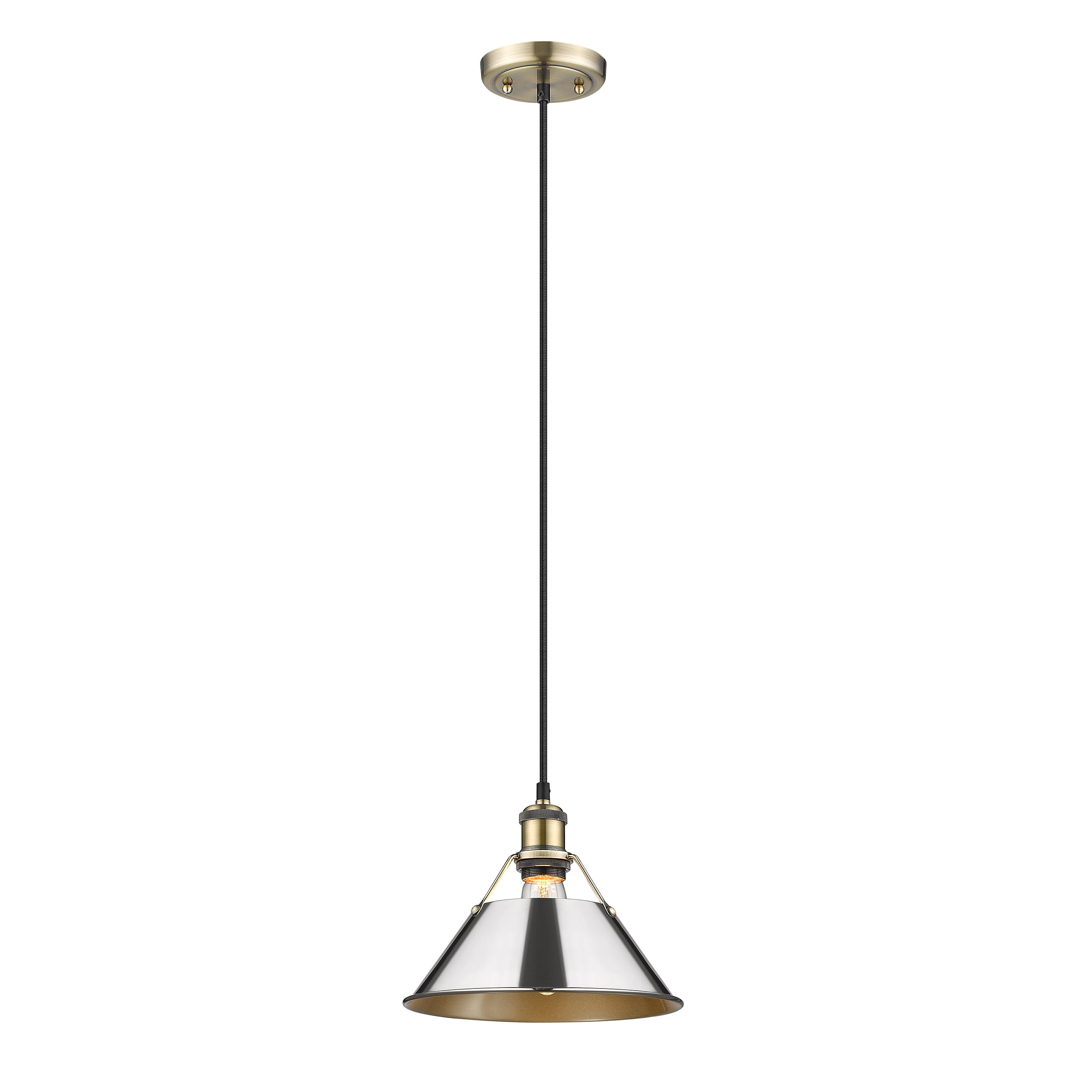 Yep by Golden Lighting Orwell 1-light 14in Pendant in Aged Brass and Chrome shade - - Golden Lighting