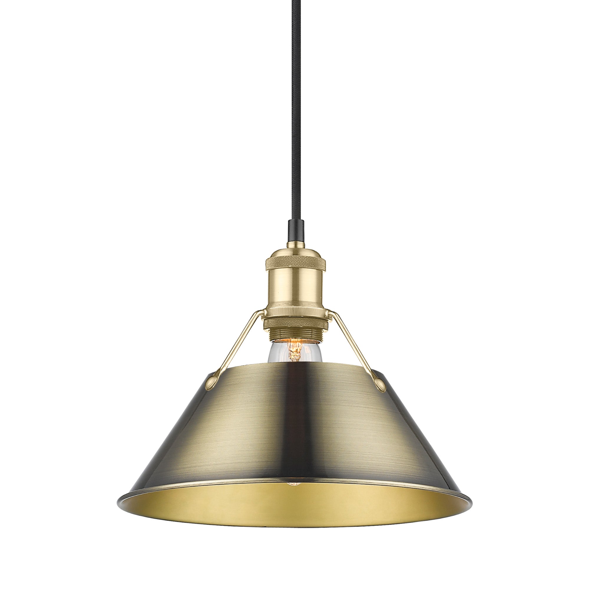 Yep by Golden Lighting Orwell 1-light 14in Pendant in Brushed Champagne Brass and Aged Brass shade - - Golden Lighting