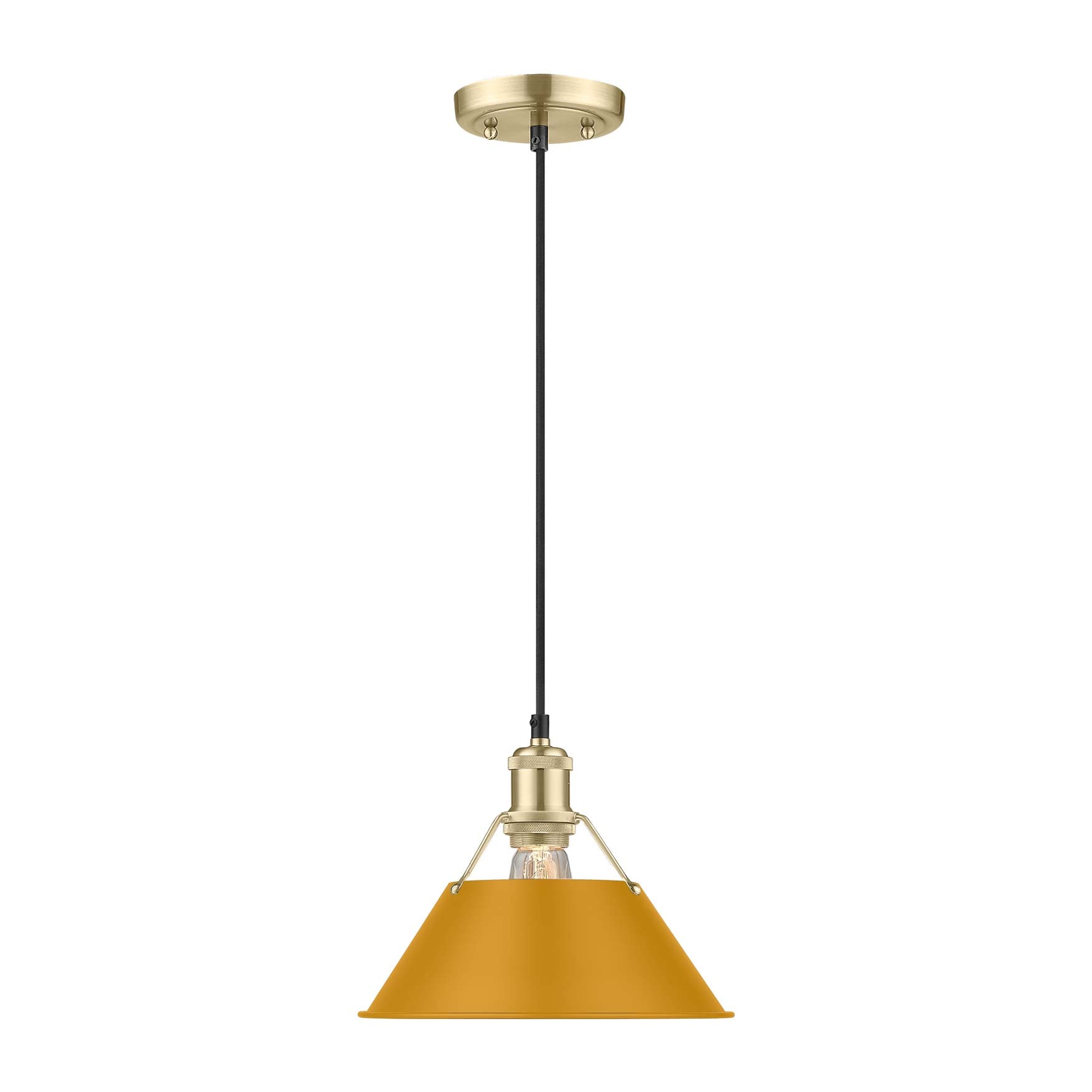 Yep by Golden Lighting Orwell 1-light 10in Pendant in Brushed Champagne Brass and Auric Yellow shade - - Golden Lighting