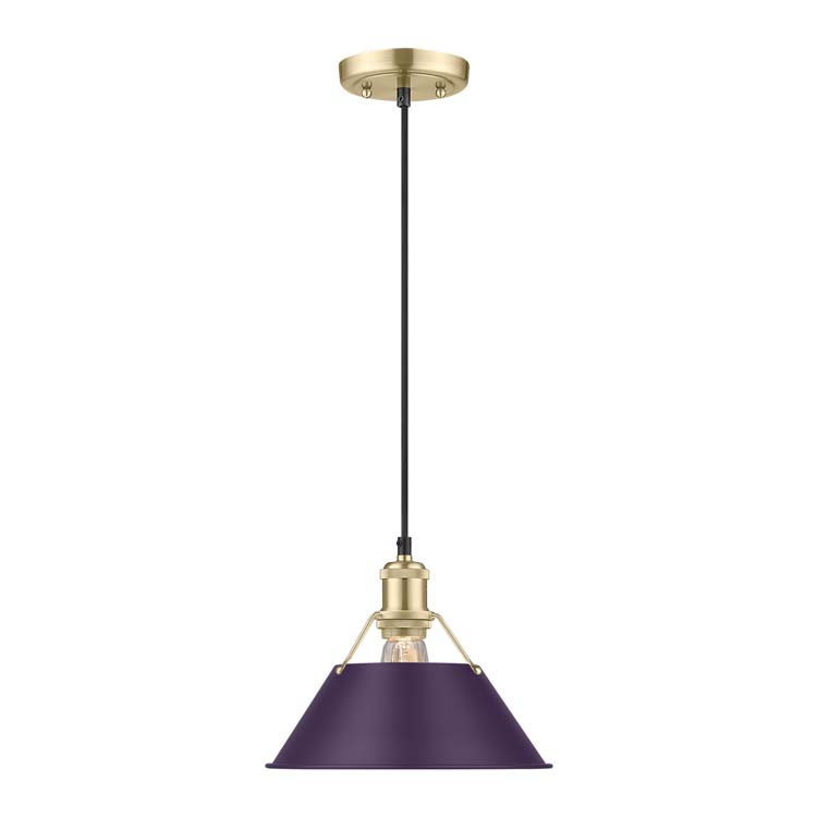 Yep by Golden Lighting Orwell 1-light 14in Pendant in Brushed Champagne Brass and Exotic Purple shade - - Golden Lighting