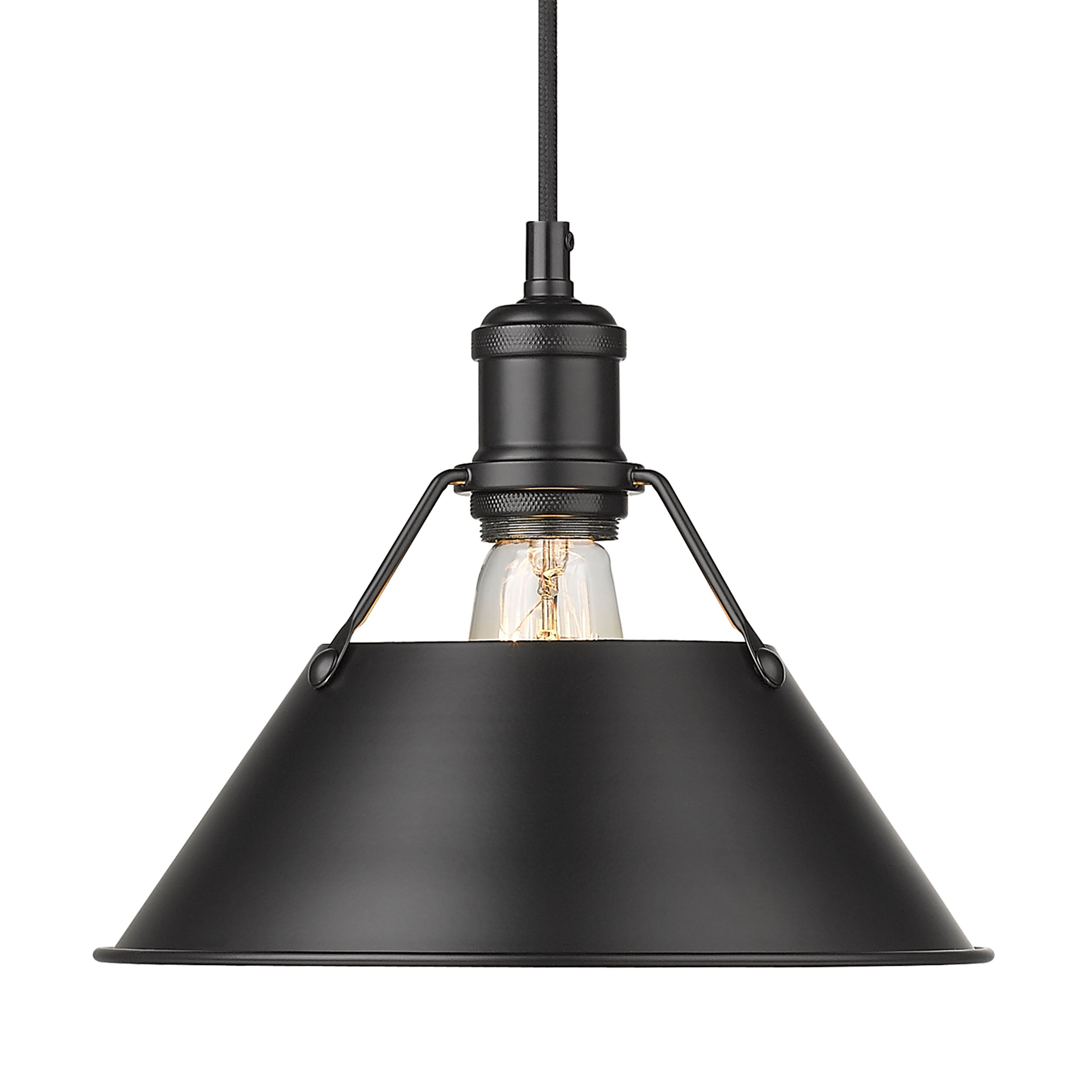 Yep by Golden Lighting Orwell 1-light 14in Pendant in Matte Black - - Golden Lighting