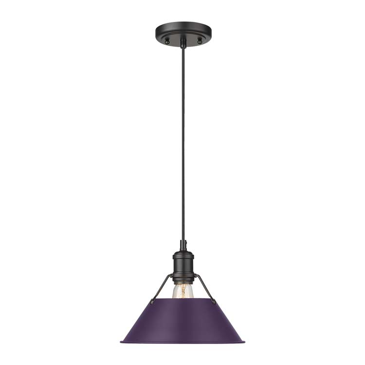 Yep by Golden Lighting Orwell 1-light 14in Pendant in Matte Black and Exotic Purple shade - - Golden Lighting