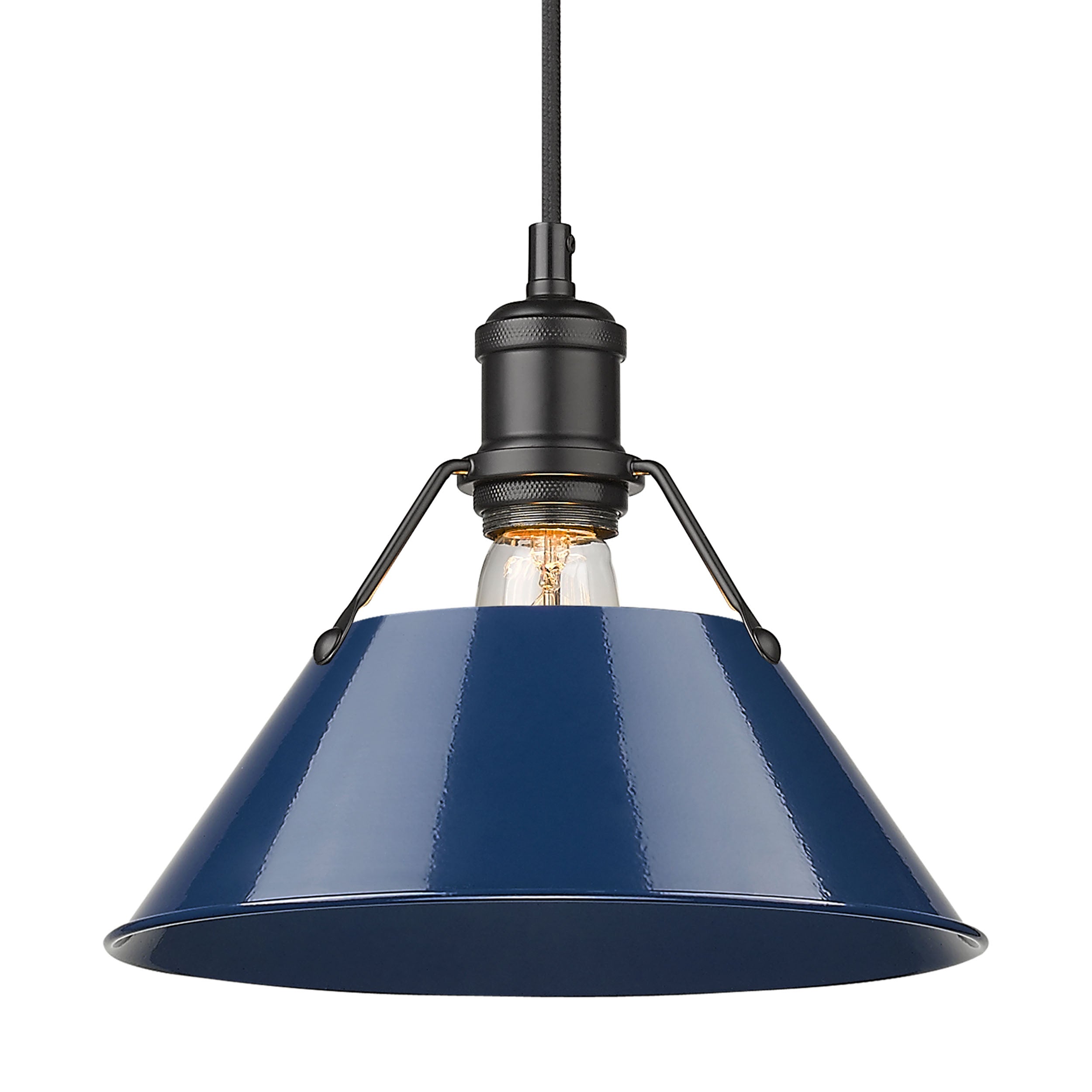 Yep by Golden Lighting Orwell 1-light 14in Pendant in Matte Black and Navy Blue shade - - Golden Lighting