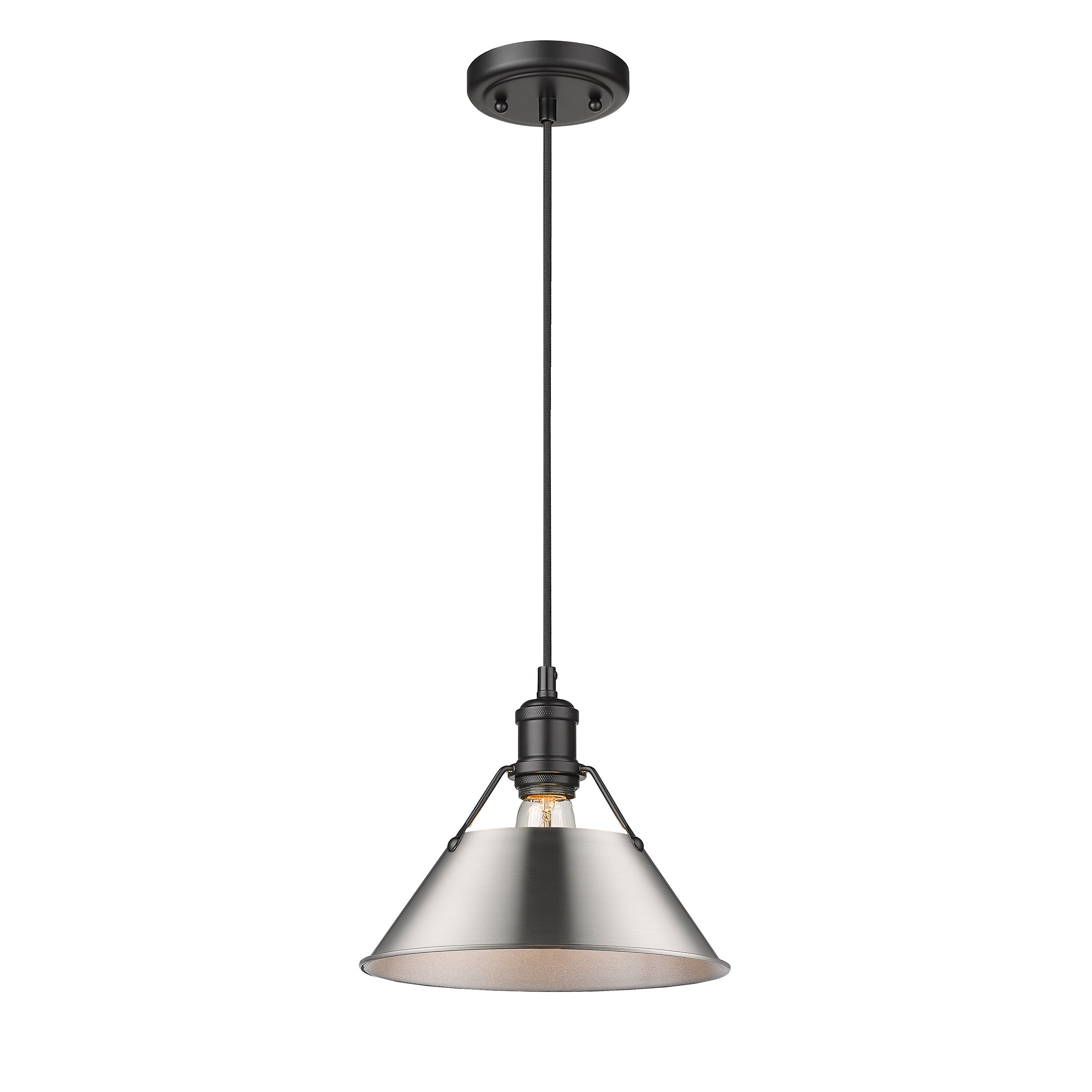 Yep by Golden Lighting Orwell 1-light 10in Pendant in Matte Black and Pewter shade - - Golden Lighting