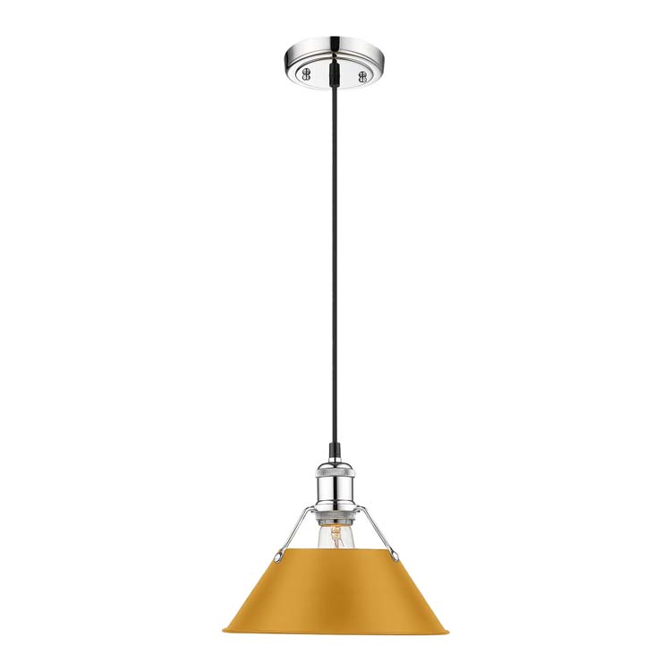 Yep by Golden Lighting Orwell 1-light 14in Pendant in Chrome and Auric Yellow shade - - Golden Lighting