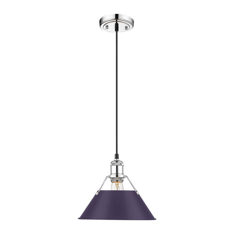 Yep by Golden Lighting Orwell 1-light 10in Pendant in Chrome and Exotic Purple shade - - Golden Lighting
