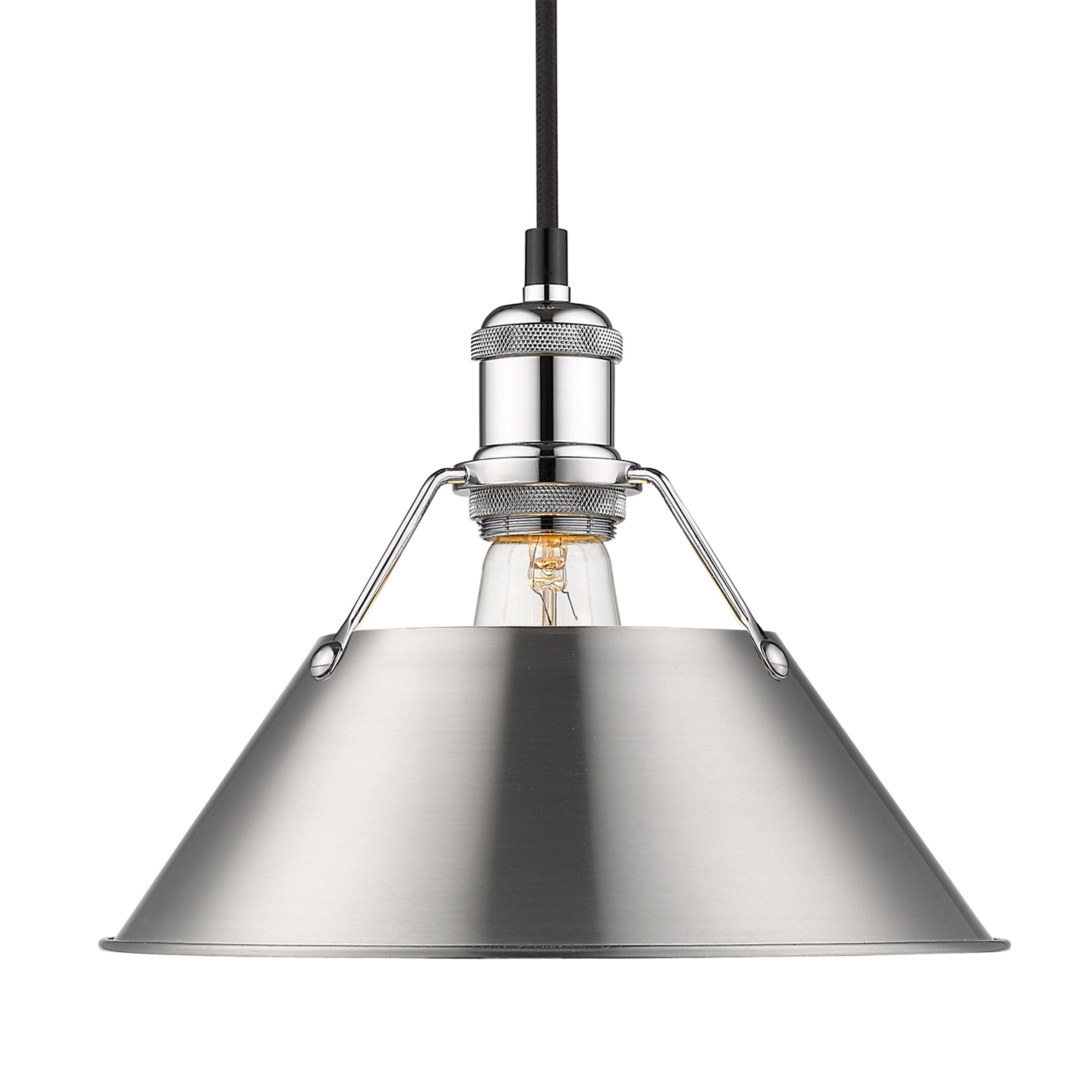 Yep by Golden Lighting Orwell 1-light 14in Pendant in Chrome and Pewter shade - - Golden Lighting