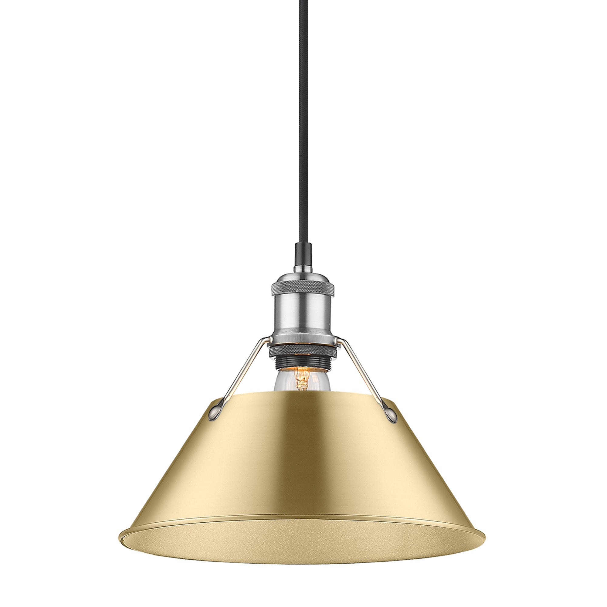 Yep by Golden Lighting Orwell 1-light 14in Pendant in Pewter and Brushed Champagne Brass shade - - Golden Lighting
