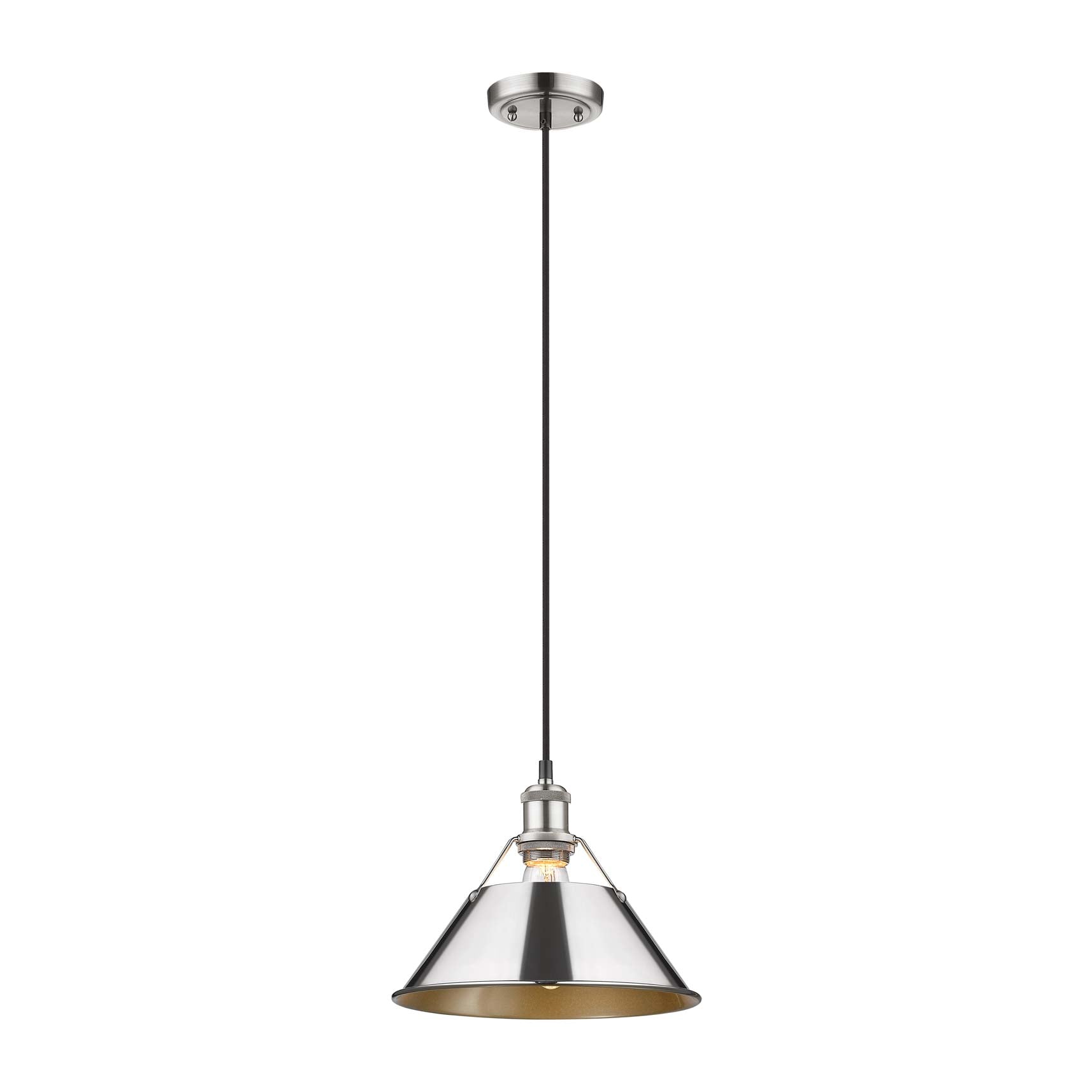 Yep by Golden Lighting Orwell 1-light 14in Pendant in Pewter and Chrome shade - - Golden Lighting