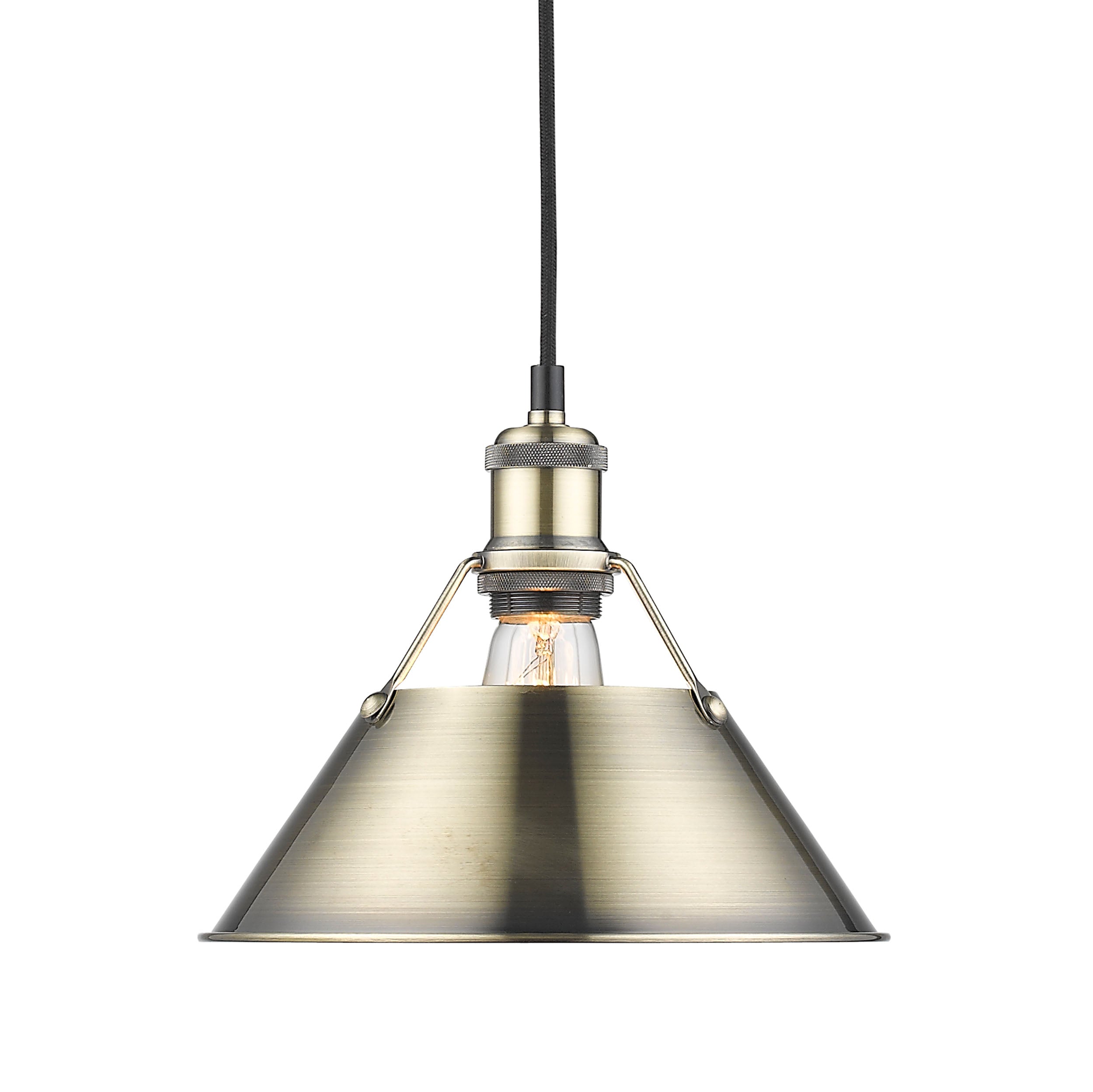 Yep by Golden Lighting Orwell 1-light 10in Pendant in Aged Brass - - Golden Lighting