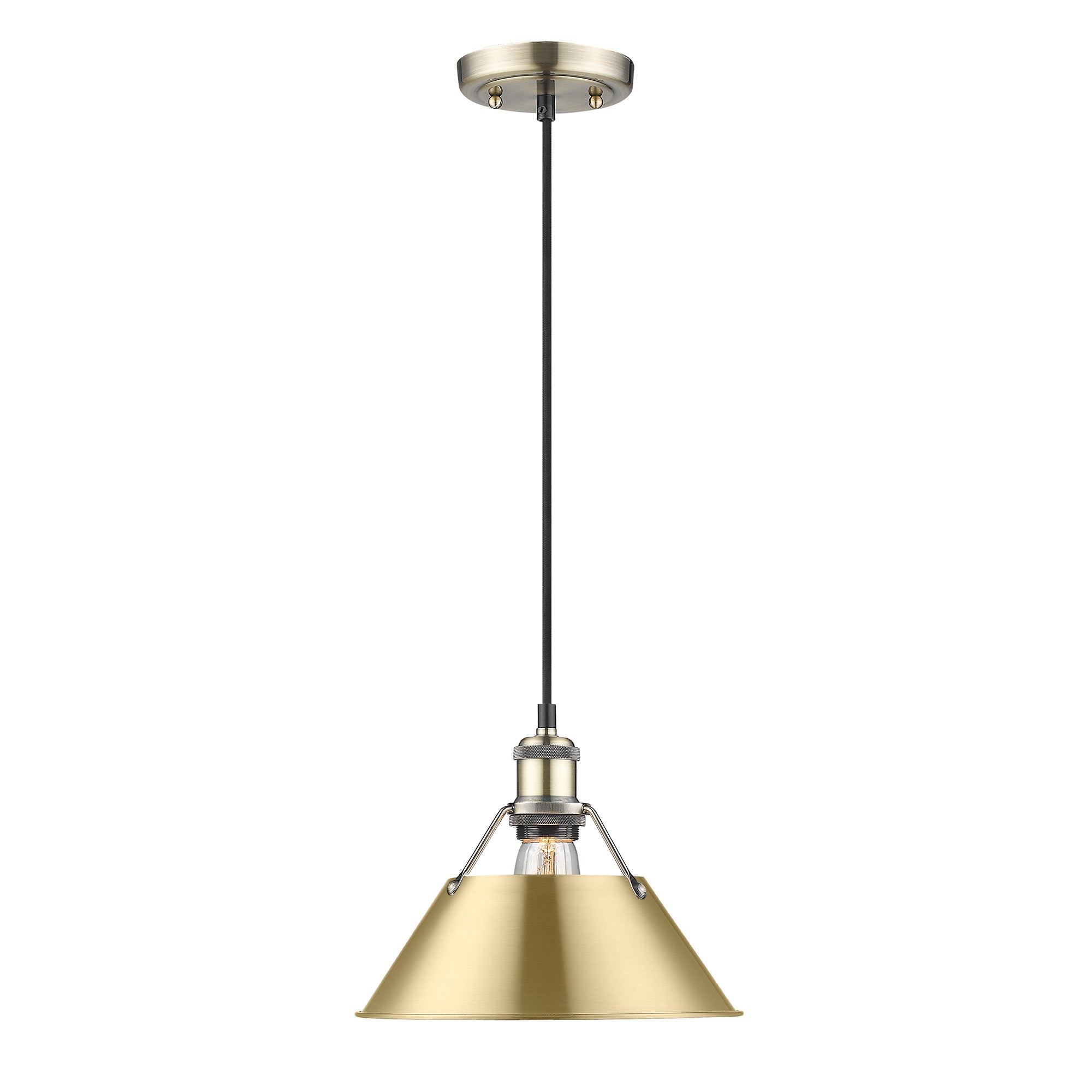 Yep by Golden Lighting Orwell 1-light 10in Pendant in Aged Brass and Brushed Champagne Brass shade - - Golden Lighting