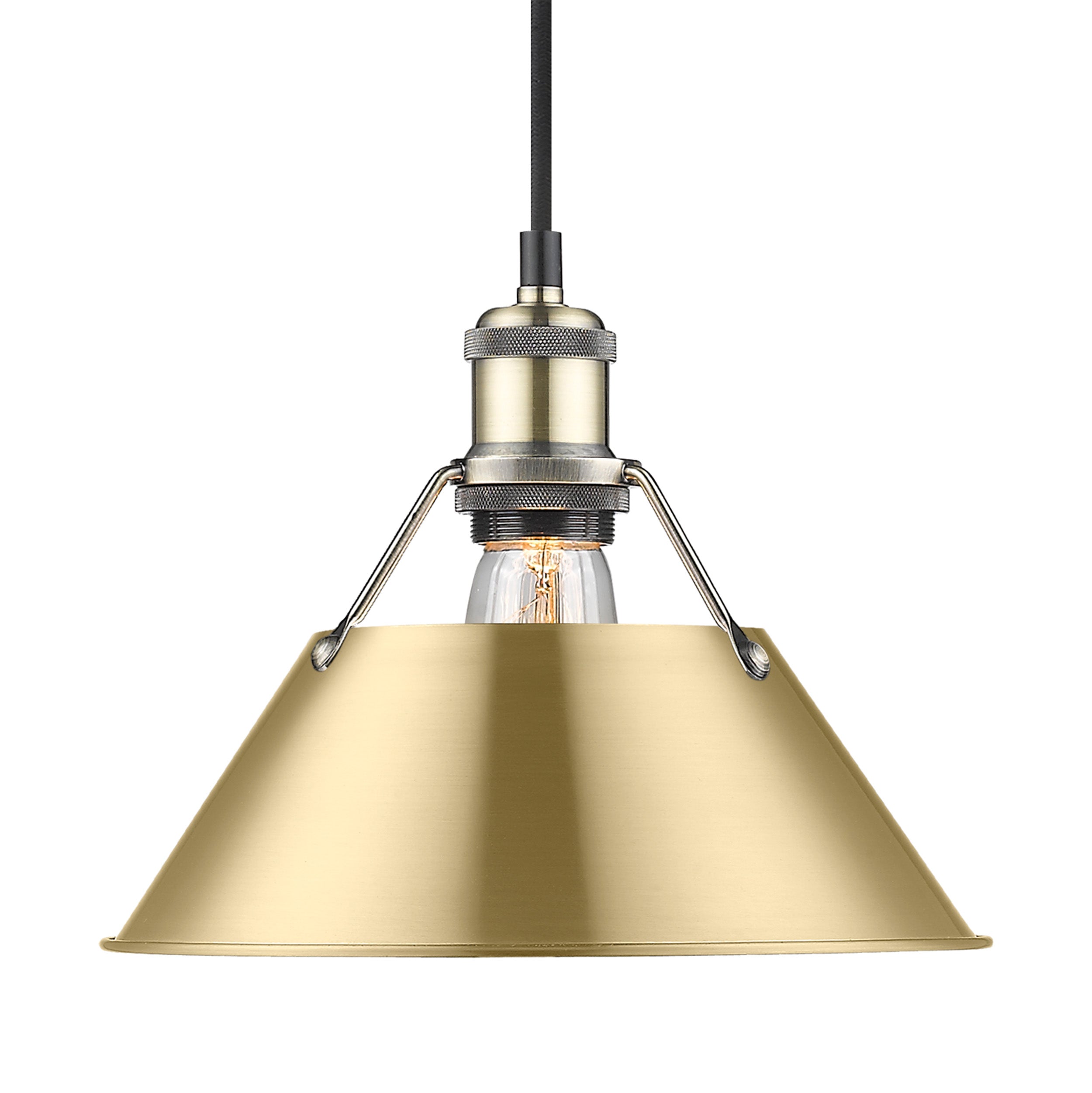 Yep by Golden Lighting Orwell 1-light 10in Pendant in Aged Brass and Brushed Champagne Brass shade