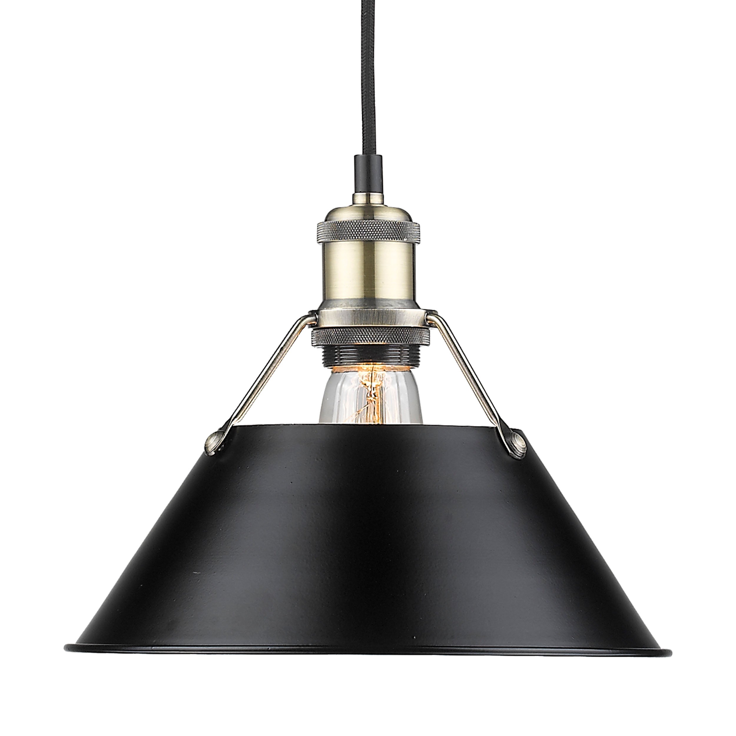 Yep by Golden Lighting Orwell 1-light 10in Pendant in Aged Brass and Matte Black shade - Default Title - Golden Lighting