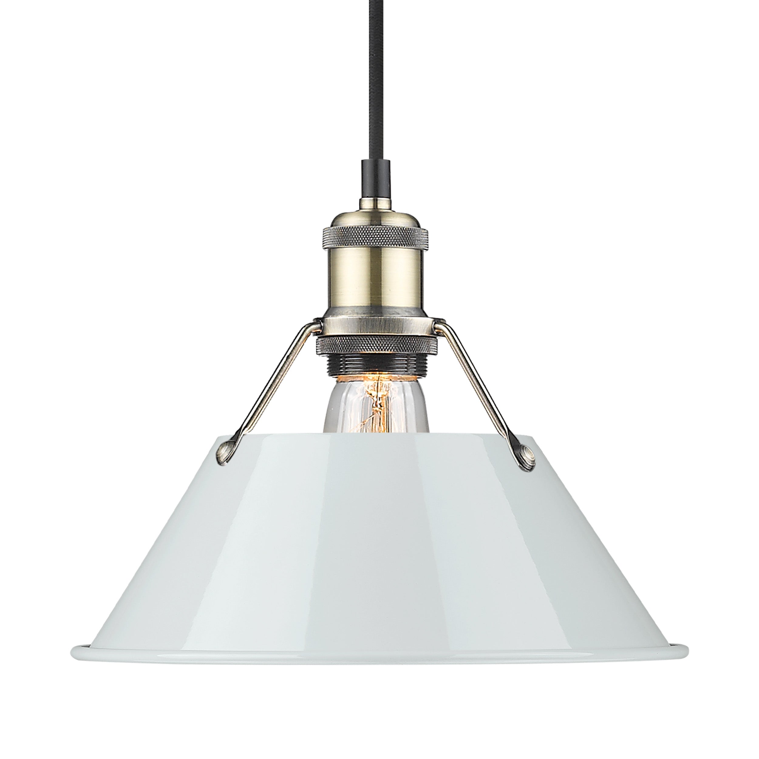 Yep by Golden Lighting Orwell 1-light 10in Pendant in Aged Brass and Dusky Blue shade - - Golden Lighting