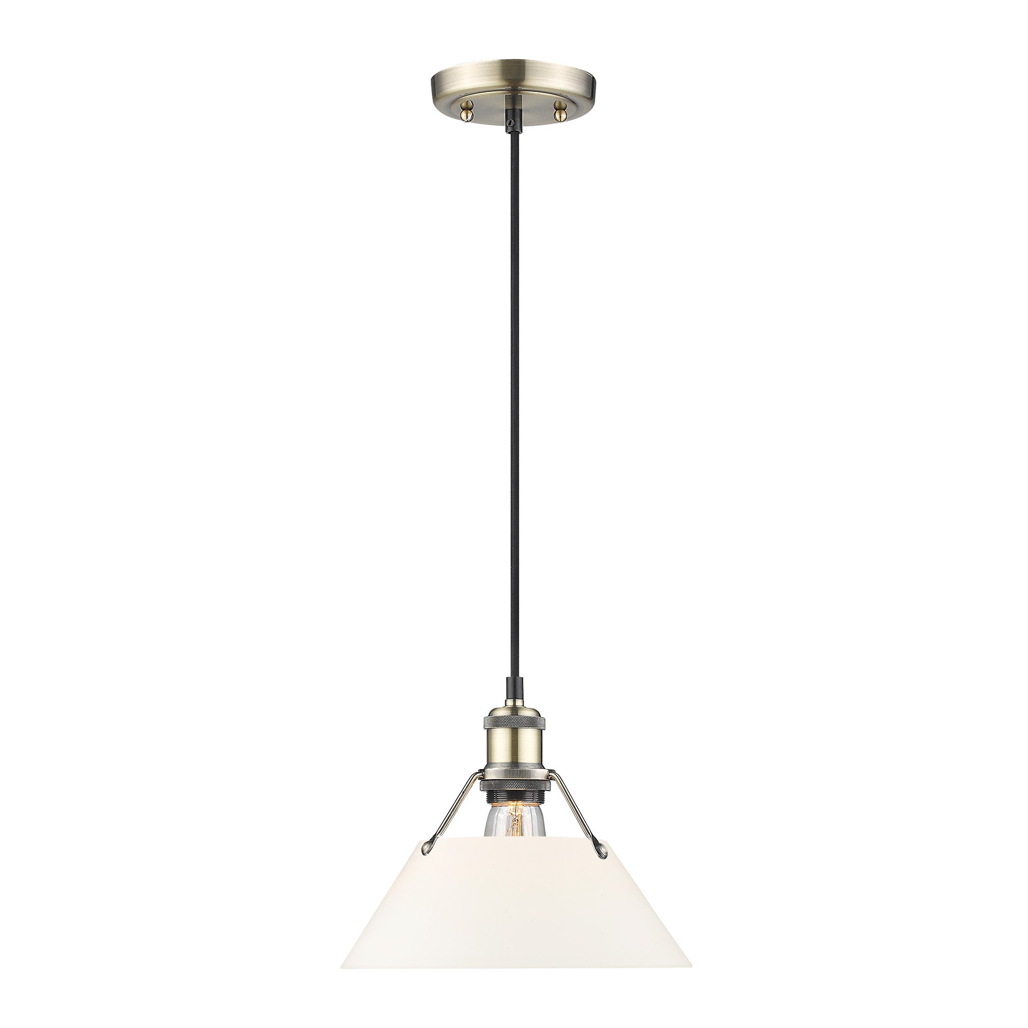 Orwell 10" Wide Medium Pendant in Aged Brass with Opal Glass - - Golden Lighting