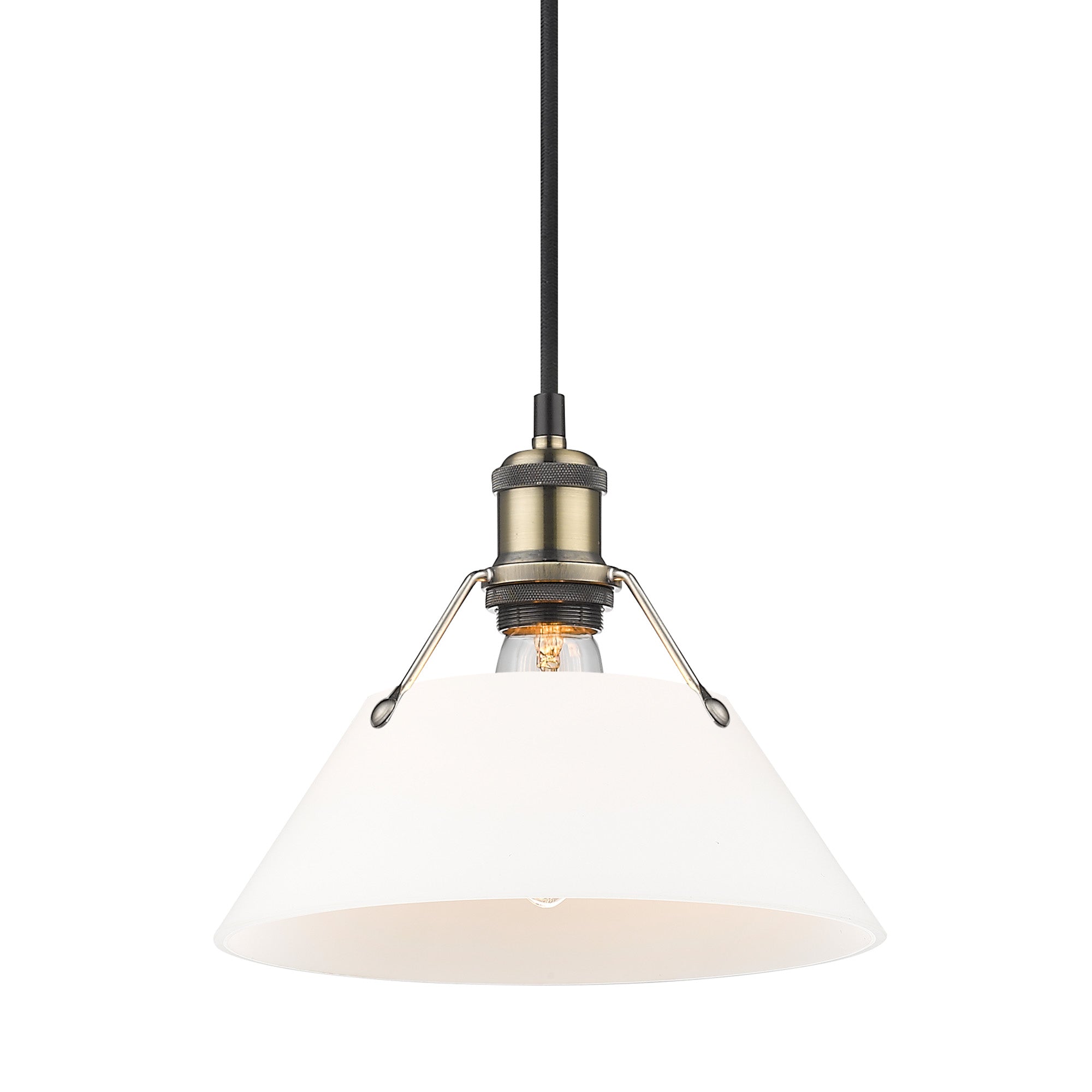 Orwell 10" Wide Medium Pendant in Aged Brass with Opal Glass - Default Title - Golden Lighting