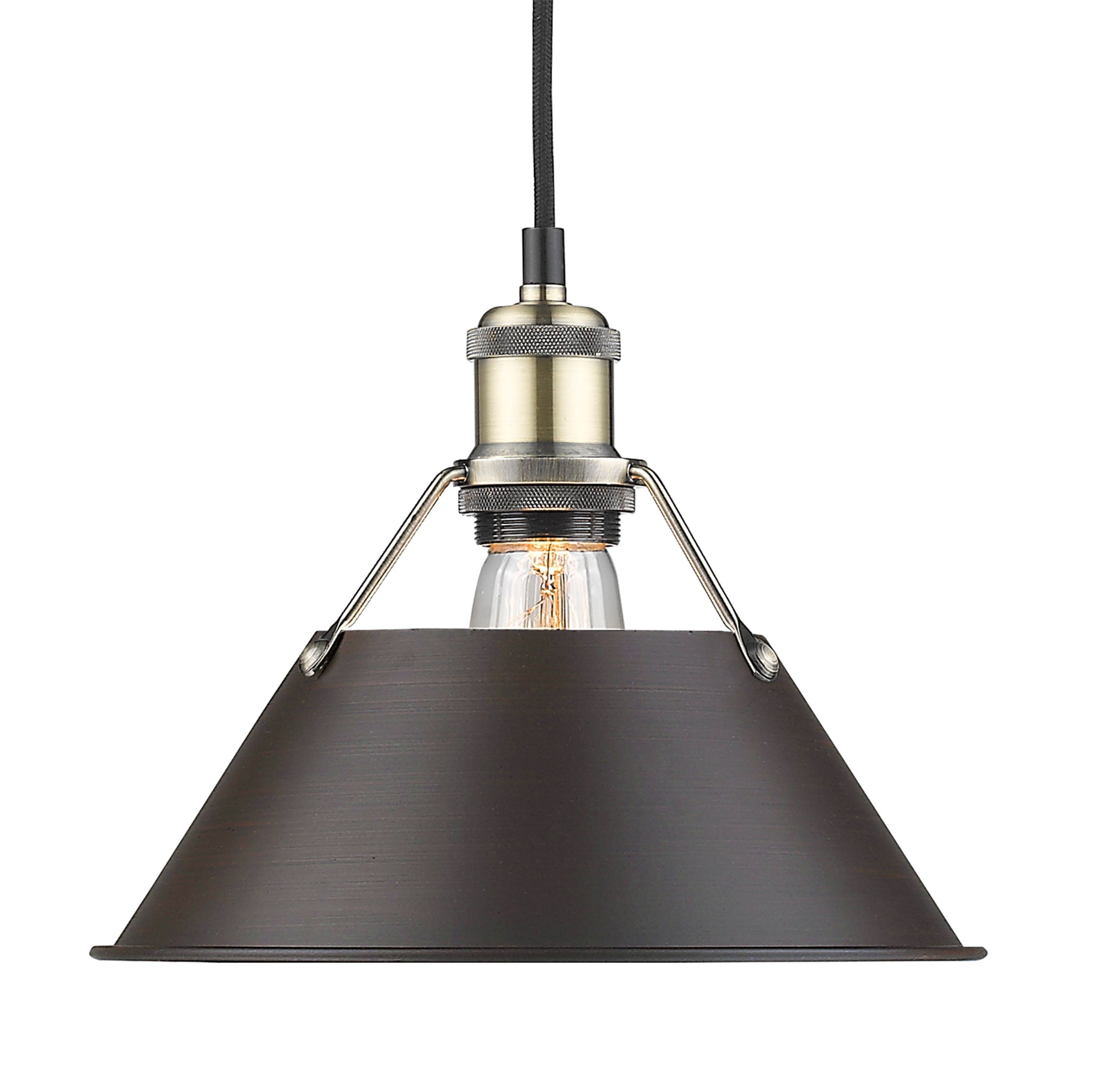 Yep by Golden Lighting Orwell 1-light 10in Pendant in Aged Brass and Rubbed Bronze shade - Default Title - Golden Lighting