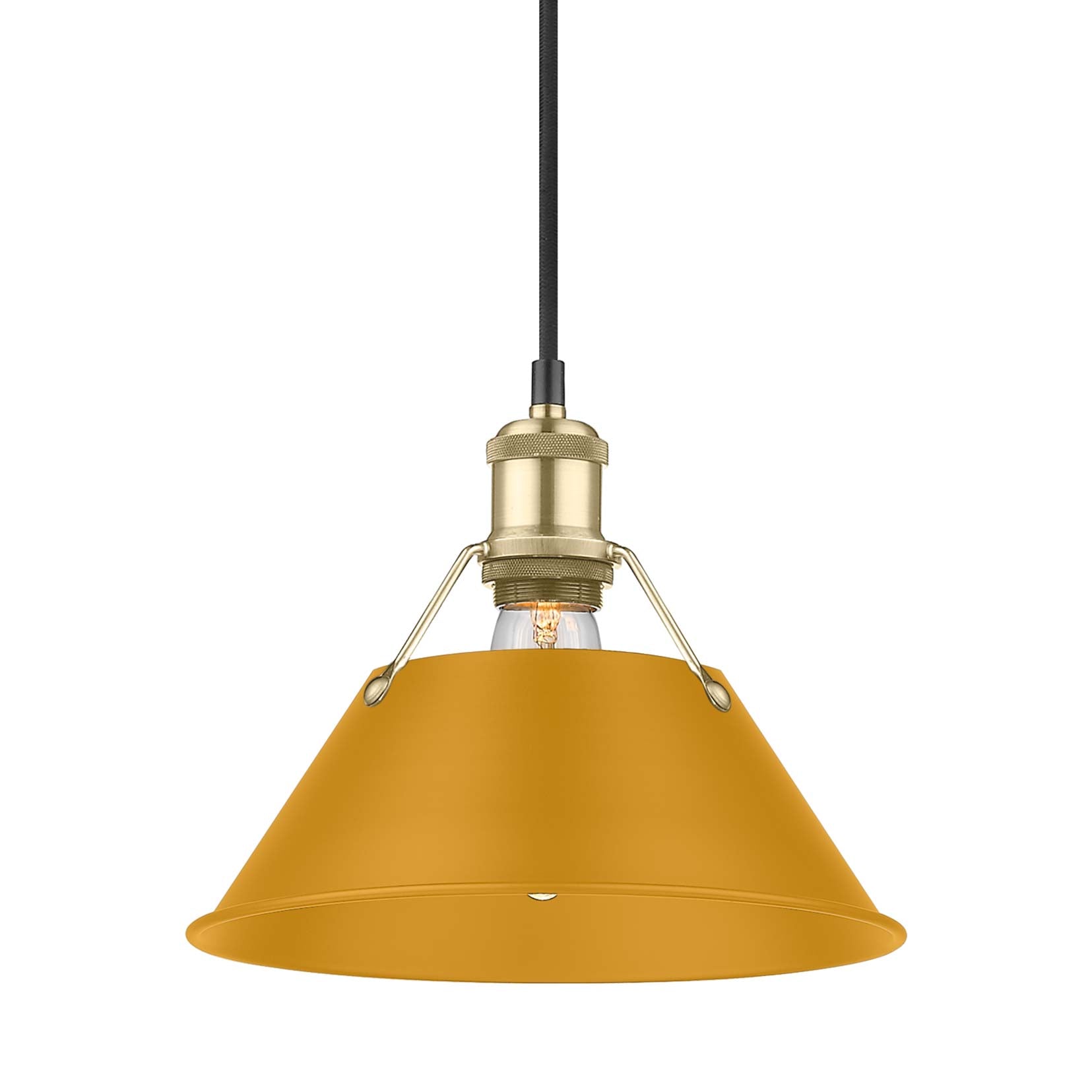 Yep by Golden Lighting Orwell 1-light 10in Pendant in Brushed Champagne Brass and Auric Yellow shade