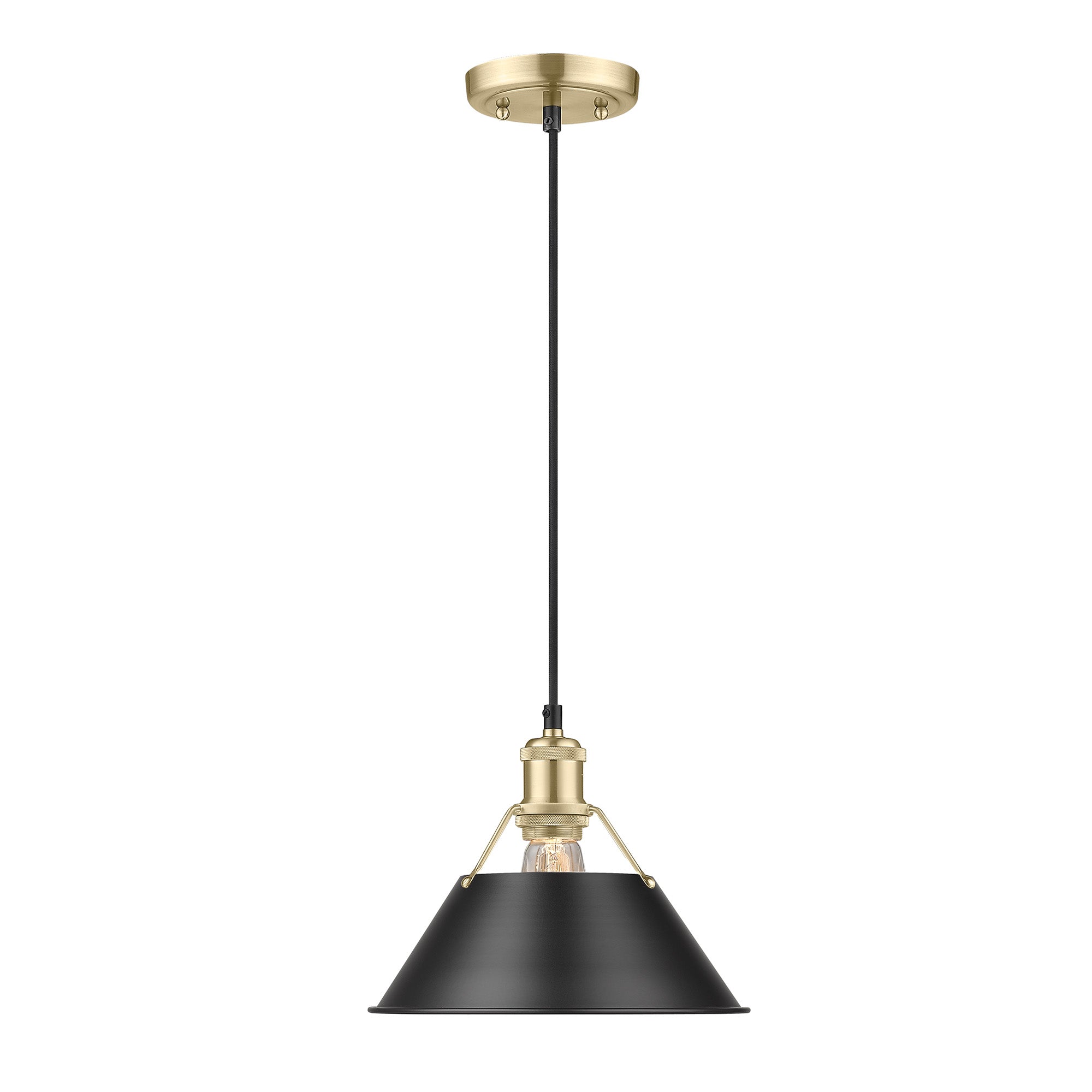 Yep by Golden Lighting Orwell 1-light 10in Pendant in Brushed Champagne Brass and Matte Black shade - - Golden Lighting