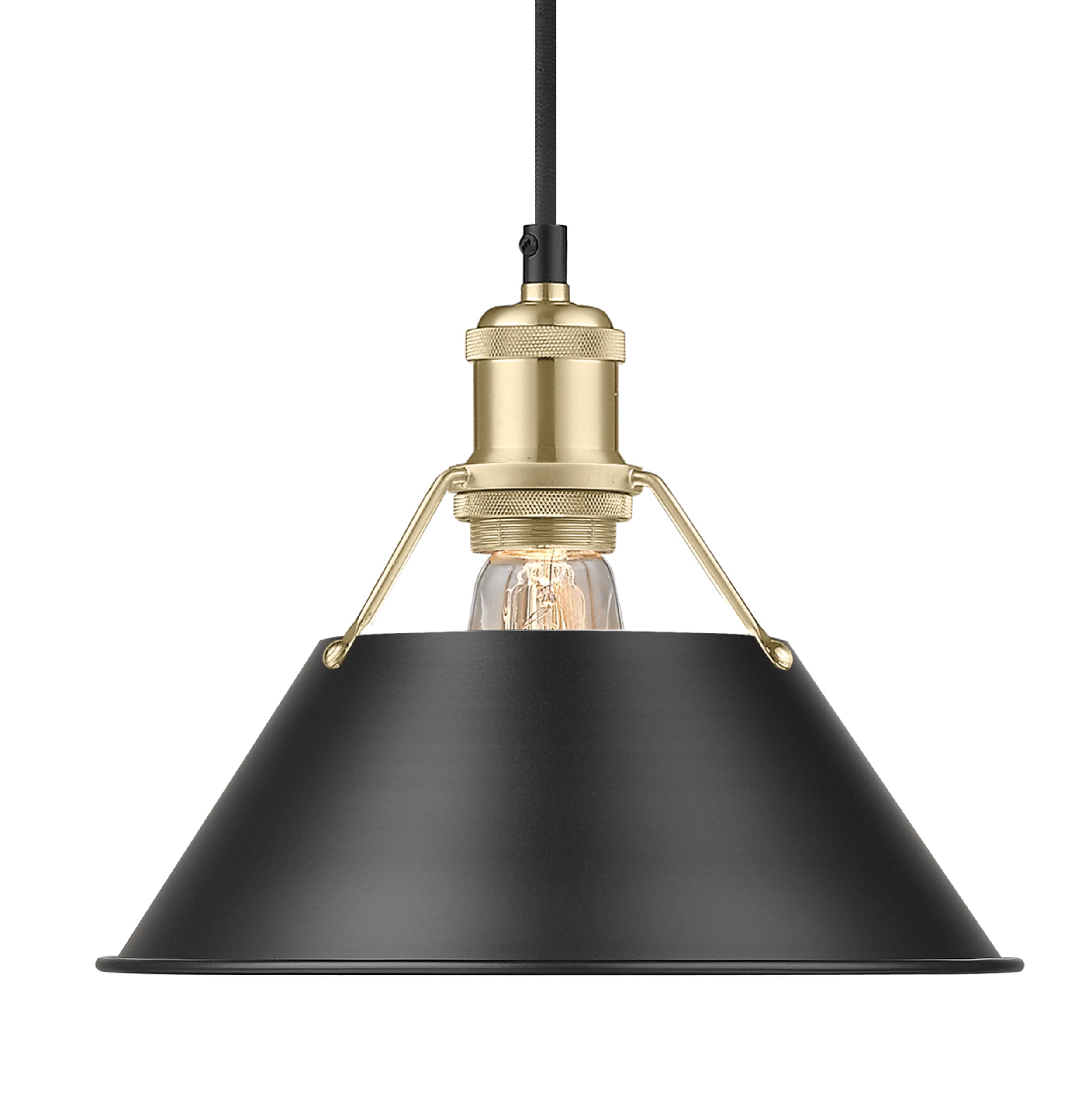Yep by Golden Lighting Orwell 1-light 10in Pendant in Brushed Champagne Brass and Matte Black shade