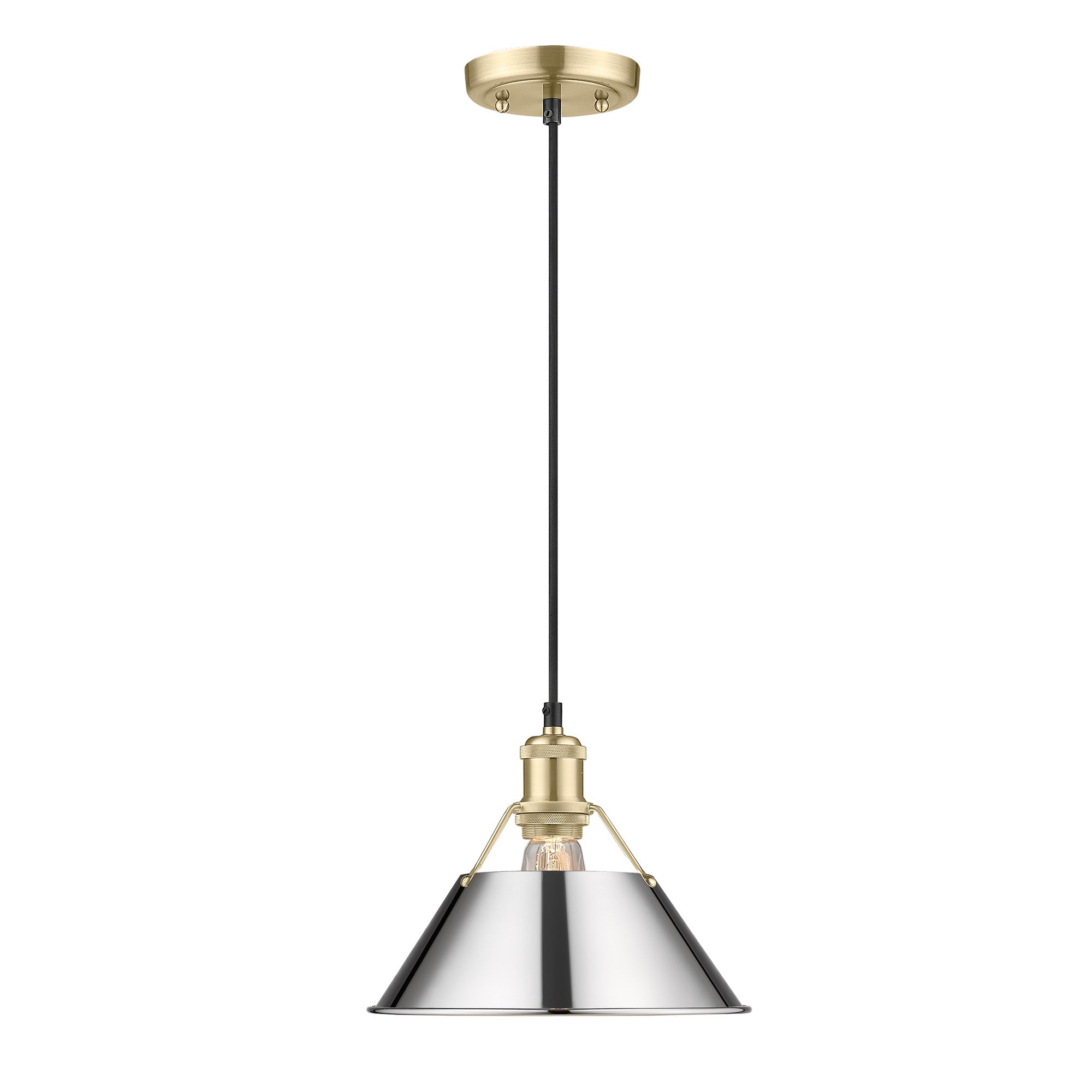 Yep by Golden Lighting Orwell 1-light 10in Pendant in Brushed Champagne Brass and Chrome shade - - Golden Lighting