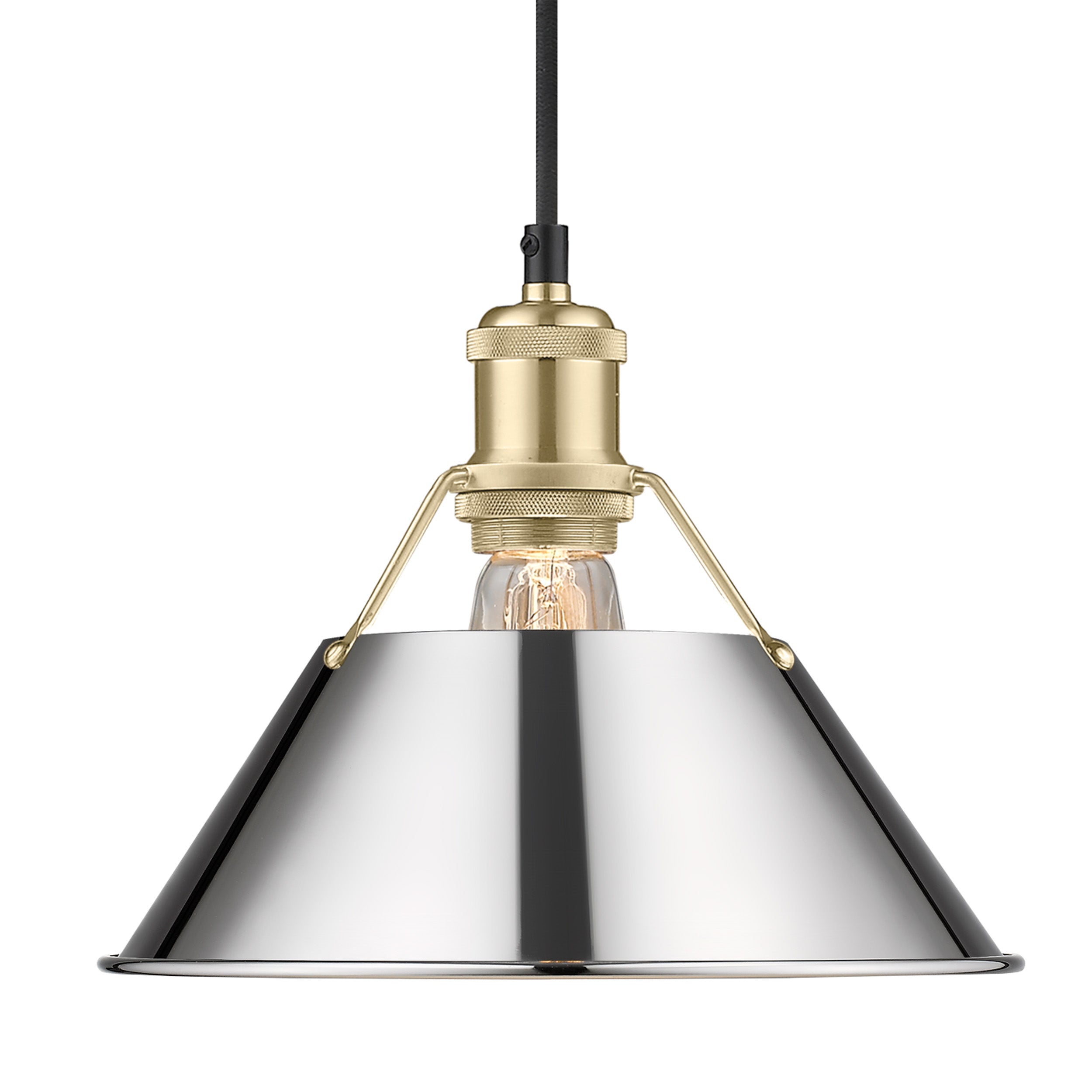 Yep by Golden Lighting Orwell 1-light 10in Pendant in Brushed Champagne Brass and Chrome shade - - Golden Lighting
