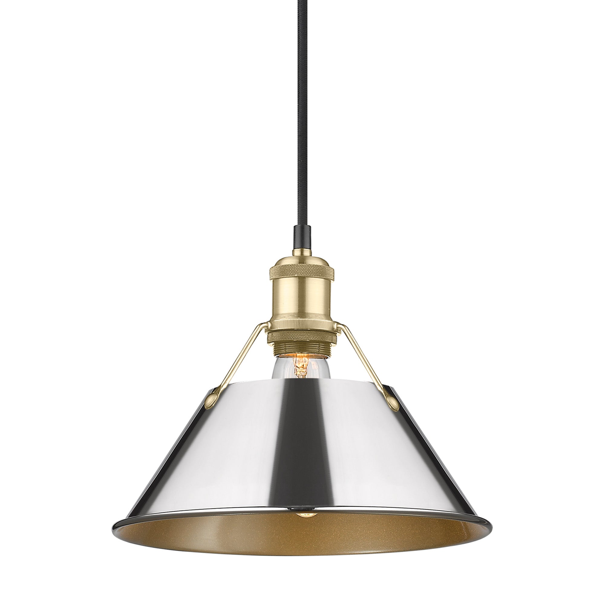 Orwell 10" Wide Medium Pendant in Brushed Champagne Bronze with Chrome - Default Title - Golden Lighting