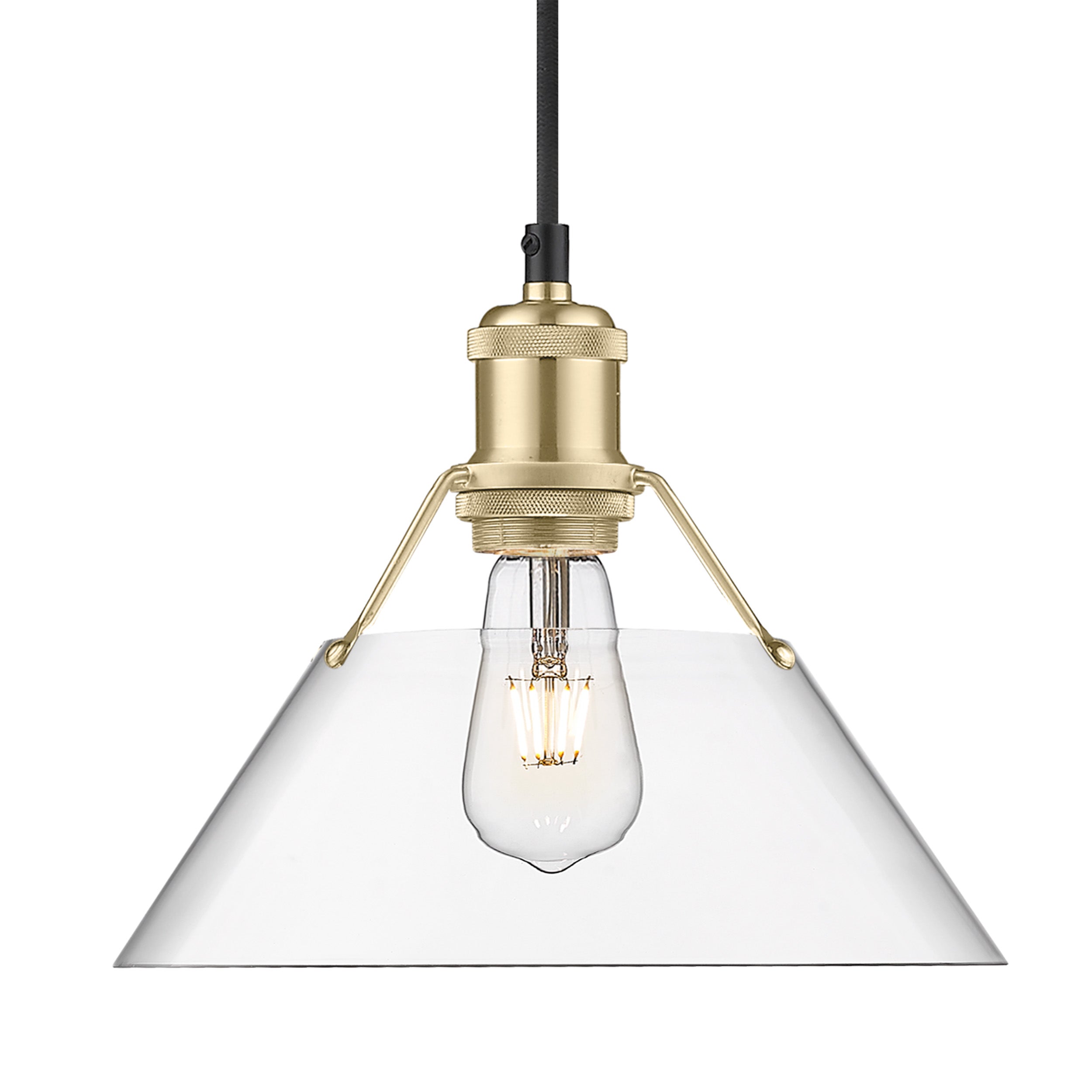 Yep by Golden Lighting Orwell 1-light 10in Pendant in Brushed Champagne Brass and Clear Glass - Default Title - Golden Lighting