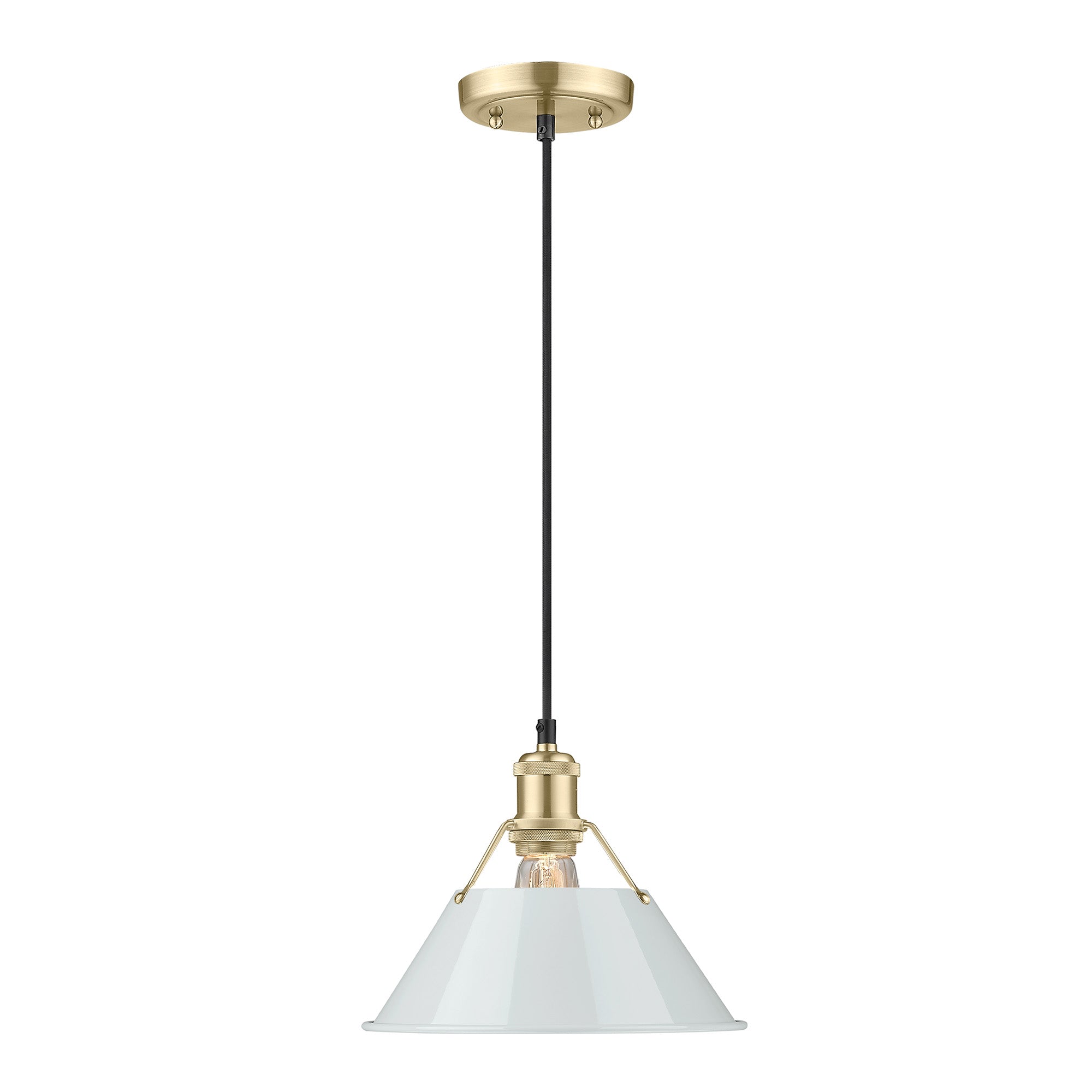 Yep by Golden Lighting Orwell 1-light 10in Pendant in Brushed Champagne Brass and Dusky Blue shade - - Golden Lighting