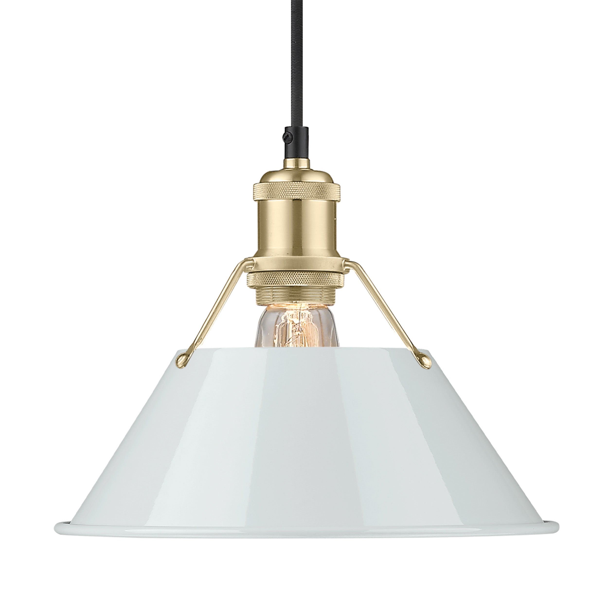 Yep by Golden Lighting Orwell 1-light 10in Pendant in Brushed Champagne Brass and Dusky Blue shade - - Golden Lighting