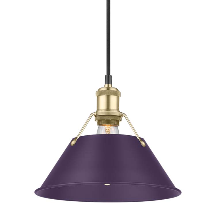 Yep by Golden Lighting Orwell 1-light 10in Pendant in Brushed Champagne Brass and Exotic Purple shade - Default Title - Golden Lighting