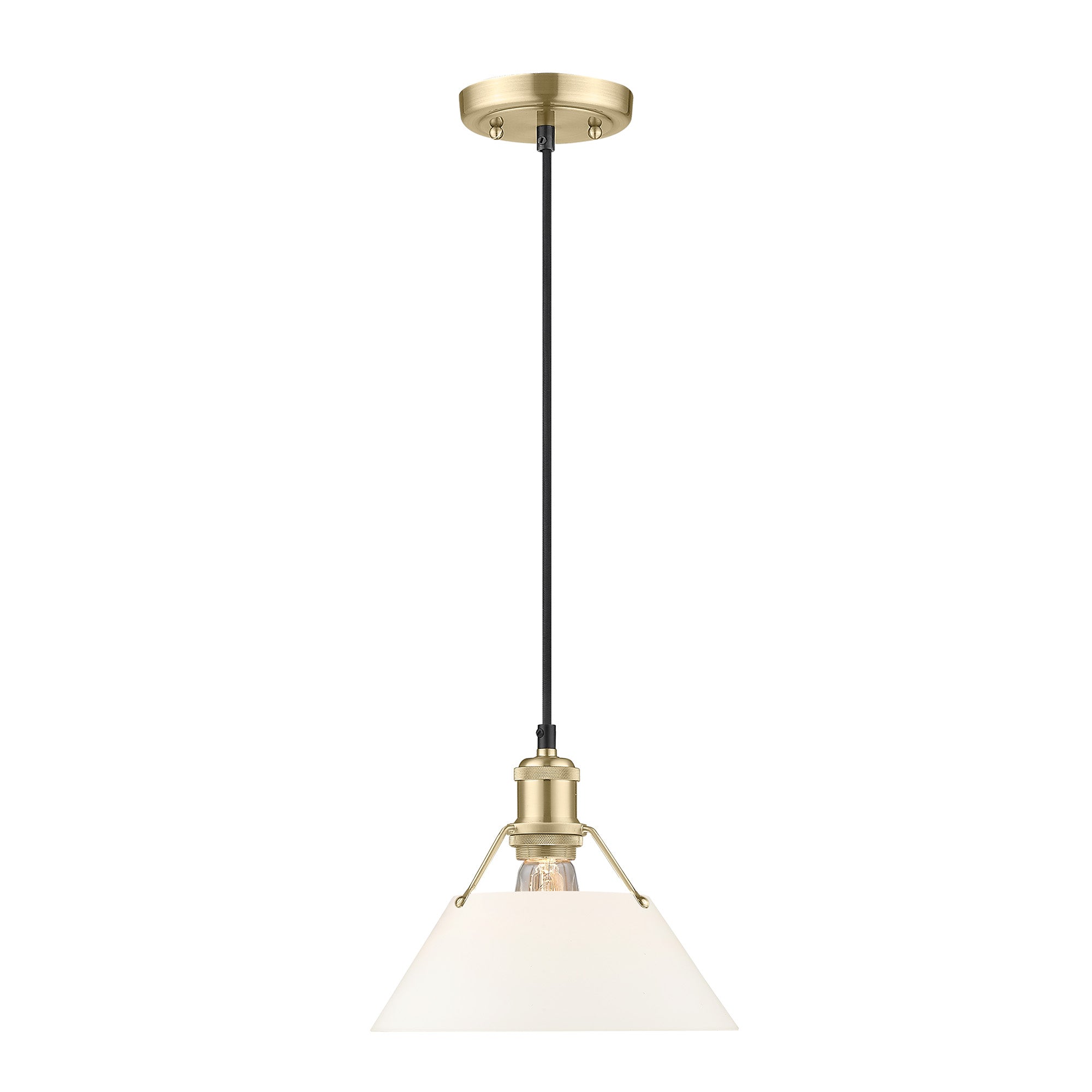 Yep by Golden Lighting Orwell 1-light 10in Pendant in Brushed Champagne Brass and Opal Glass - - Golden Lighting