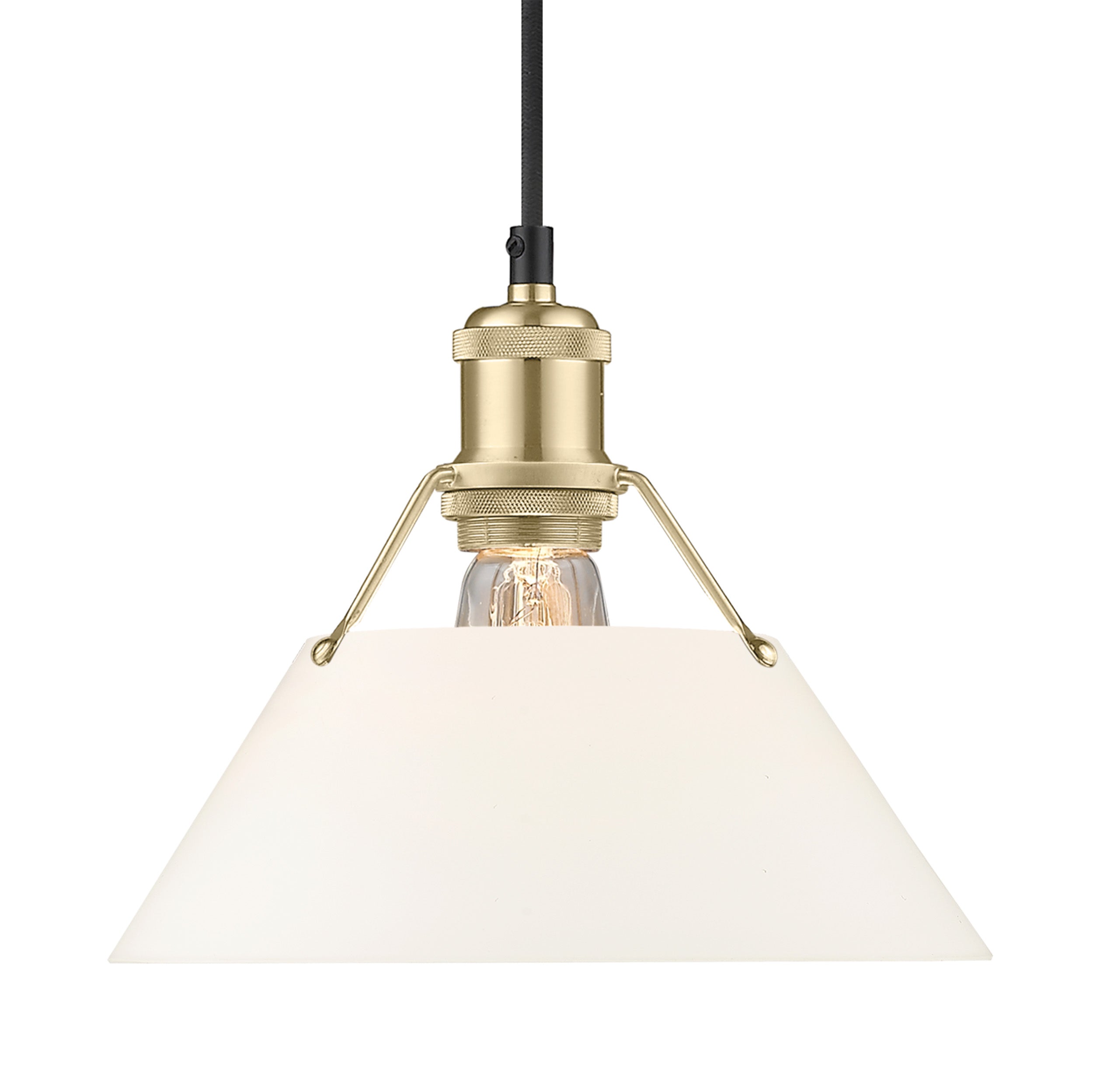 Yep by Golden Lighting Orwell 1-light 10in Pendant in Brushed Champagne Brass and Opal Glass