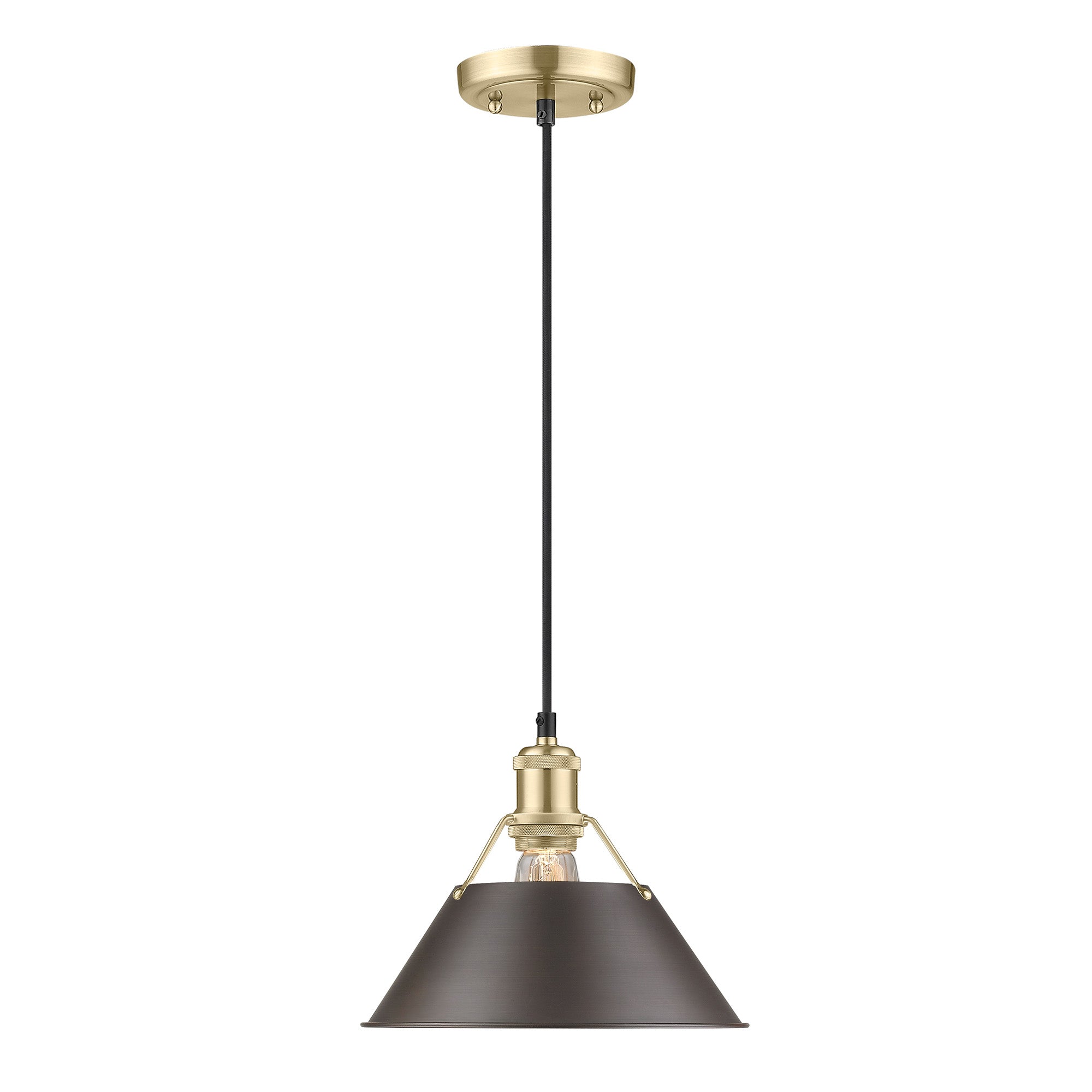Yep by Golden Lighting Orwell 1-light 10in Pendant in Brushed Champagne Brass and Rubbed Bronze shade - - Golden Lighting