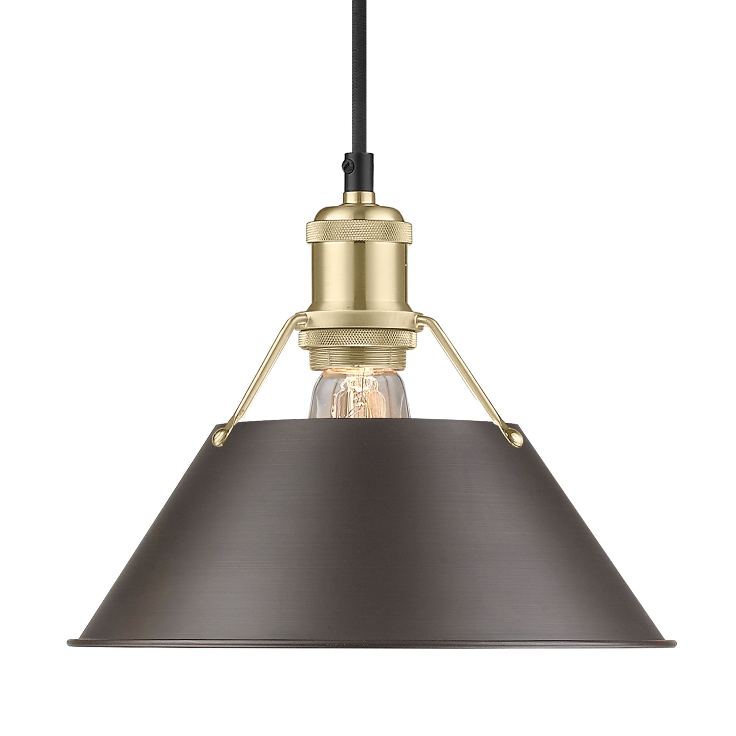 Yep by Golden Lighting Orwell 1-light 10in Pendant in Brushed Champagne Brass and Rubbed Bronze shade - - Golden Lighting