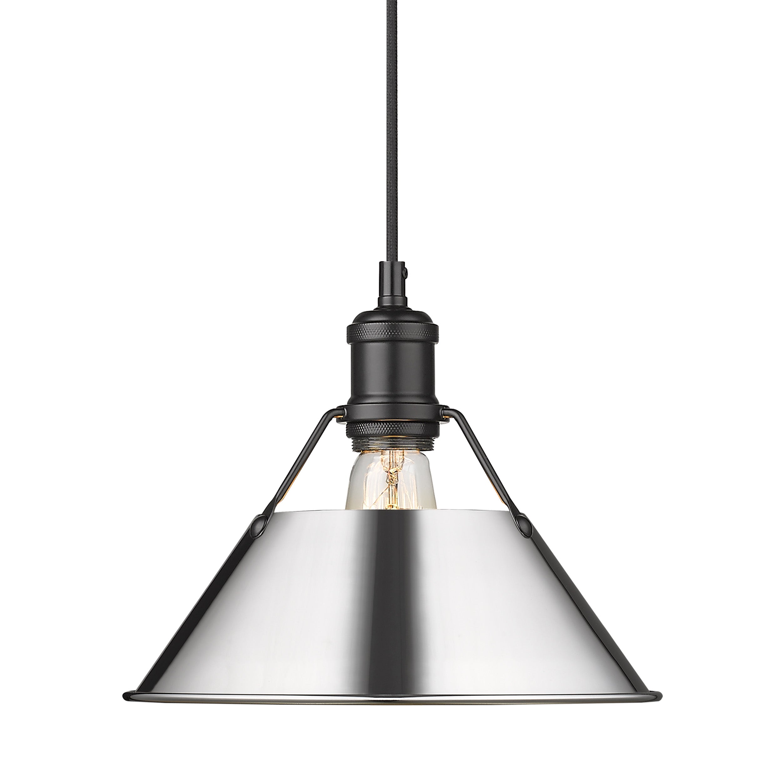 Yep by Golden Lighting Orwell 1-light 10in Pendant in Matte Black and Chrome shade - - Golden Lighting