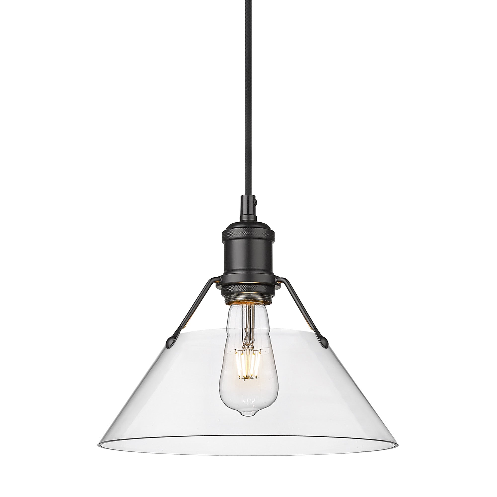 Orwell 10" Wide Medium Pendant in Matte Black with Clear Glass - Default Title - Golden Lighting