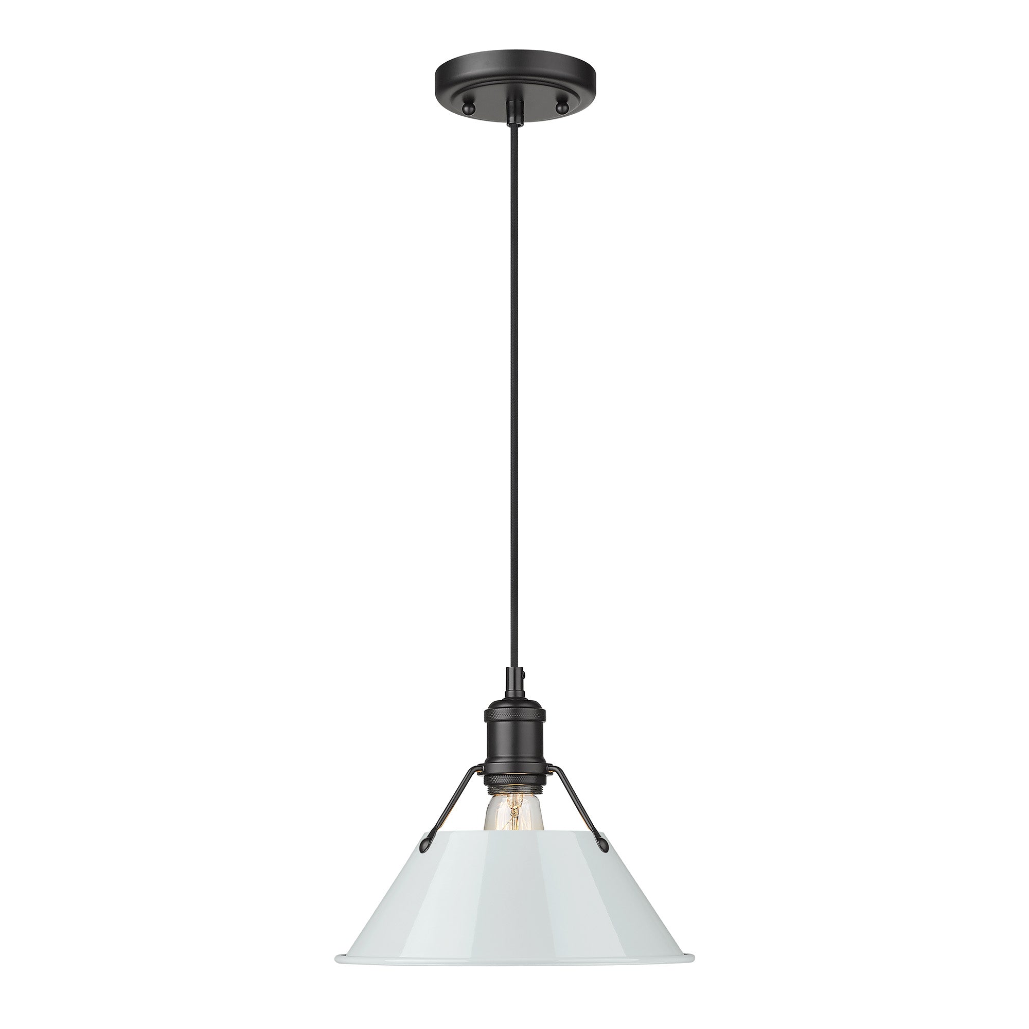 Yep by Golden Lighting Orwell 1-light 10in Pendant in Matte Black and Dusky Blue shade - - Golden Lighting
