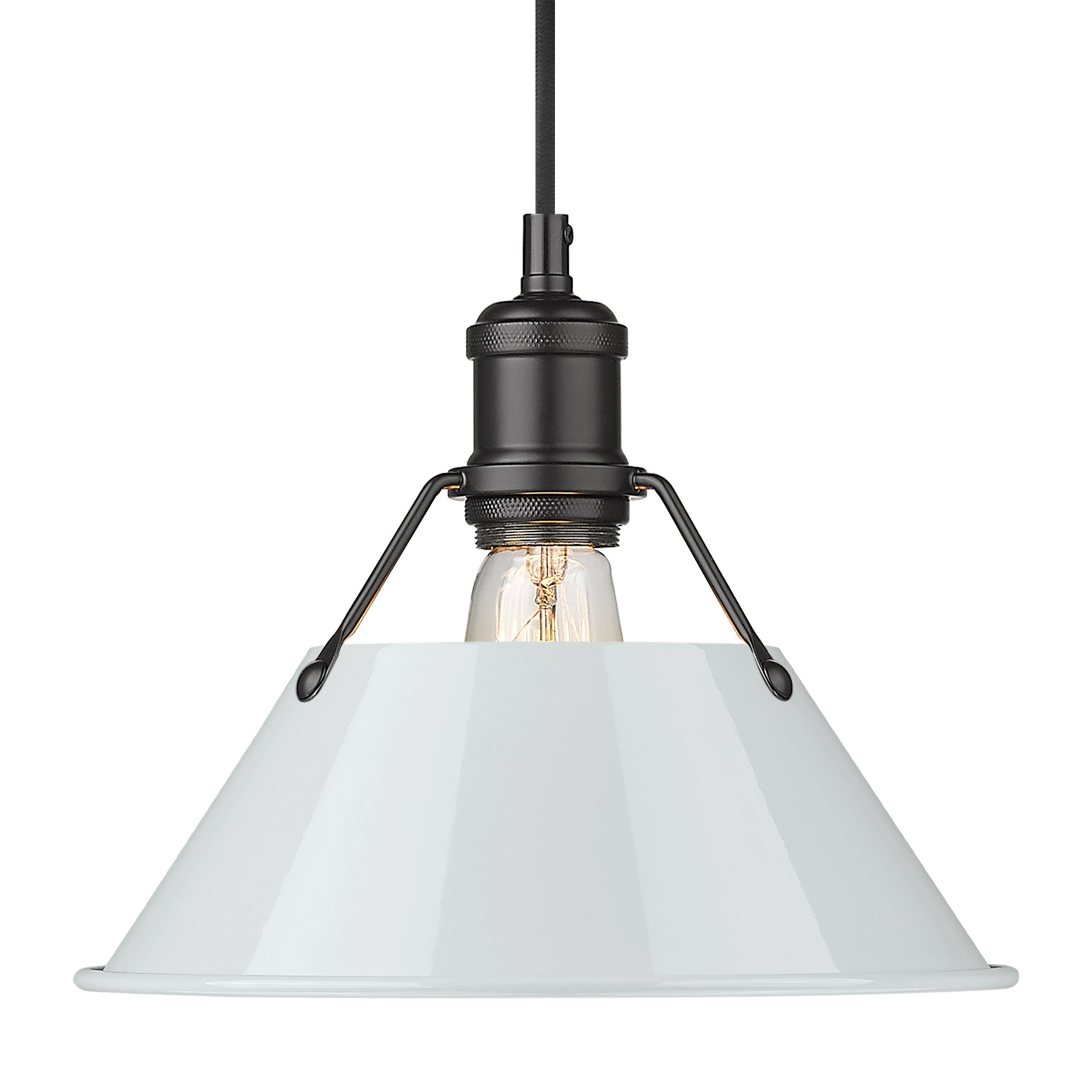 Yep by Golden Lighting Orwell 1-light 10in Pendant in Matte Black and Dusky Blue shade - - Golden Lighting